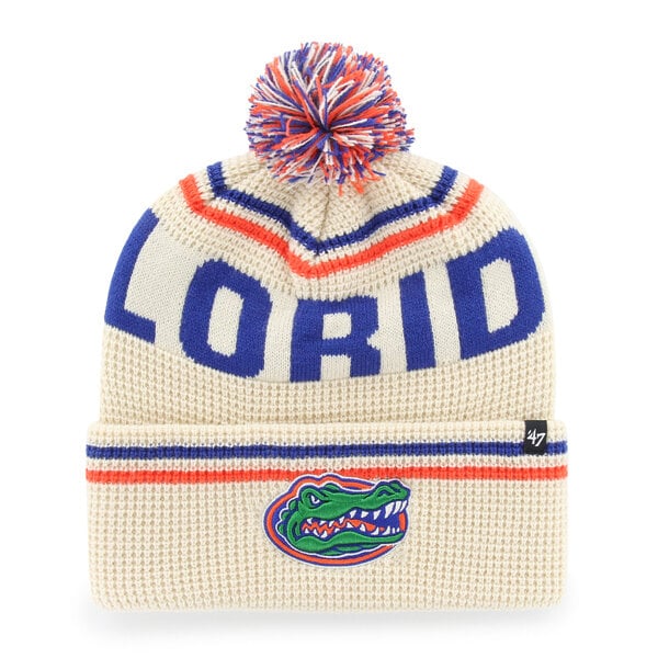 Bonnet unisexe '47 crème Florida Gators en maille gaufrée à revers avec pompon