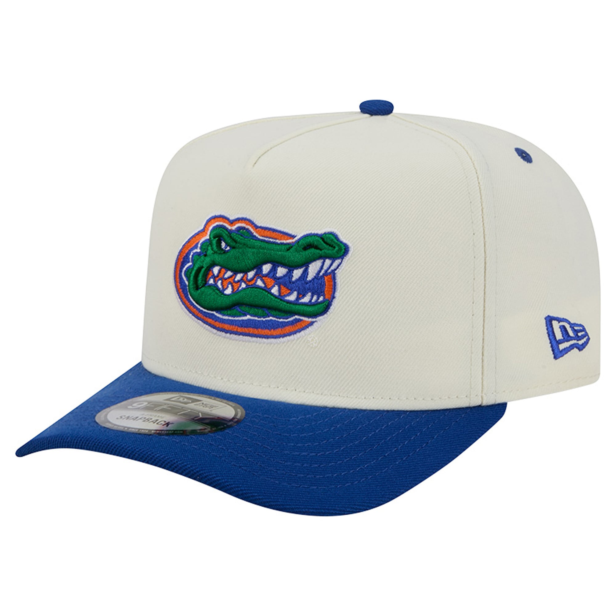 Casquette unisexe New Era blanche/bleu roi Florida Gators 9FIFTY à fermeture snapback A-Frame
