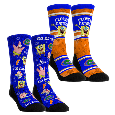  Florida Gators Rock Em Unisex SpongeBob SquarePants Two-Pack Crew Socks Set - Blue