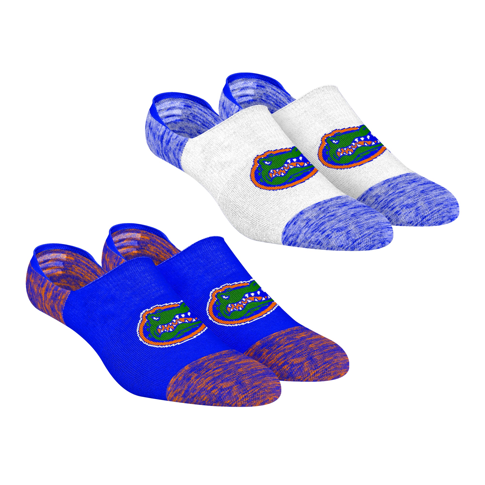 Chaussettes invisibles unisexes Rock Em Florida Gators, lot de deux, couleur chinée