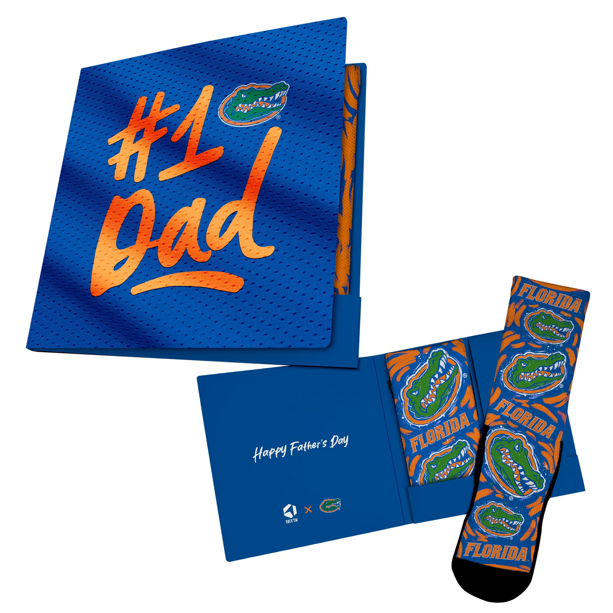 Unisex Rock Em Socks  Royal Florida Gators #1 Dad Gift Card Socks