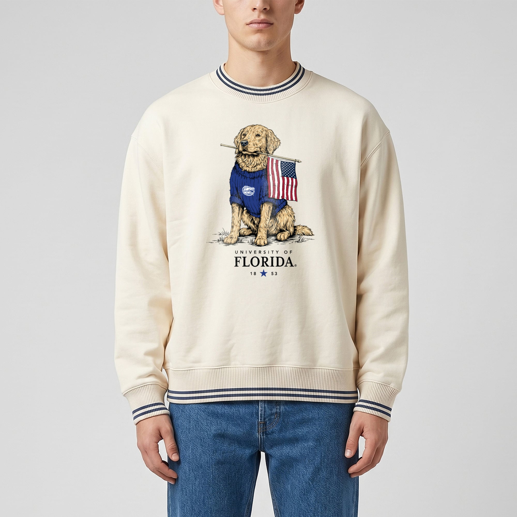 Unisex Uscape Apparel Cream Florida Gators Americana Good Boy Ribbed Premium Sweatshirt
