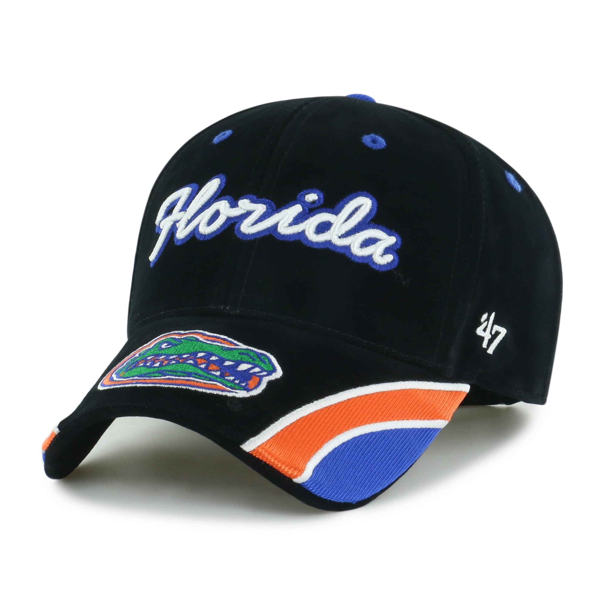 Casquette ajustable pour femme « 47 » en velours denim noir Florida Gators avec inscription MVP