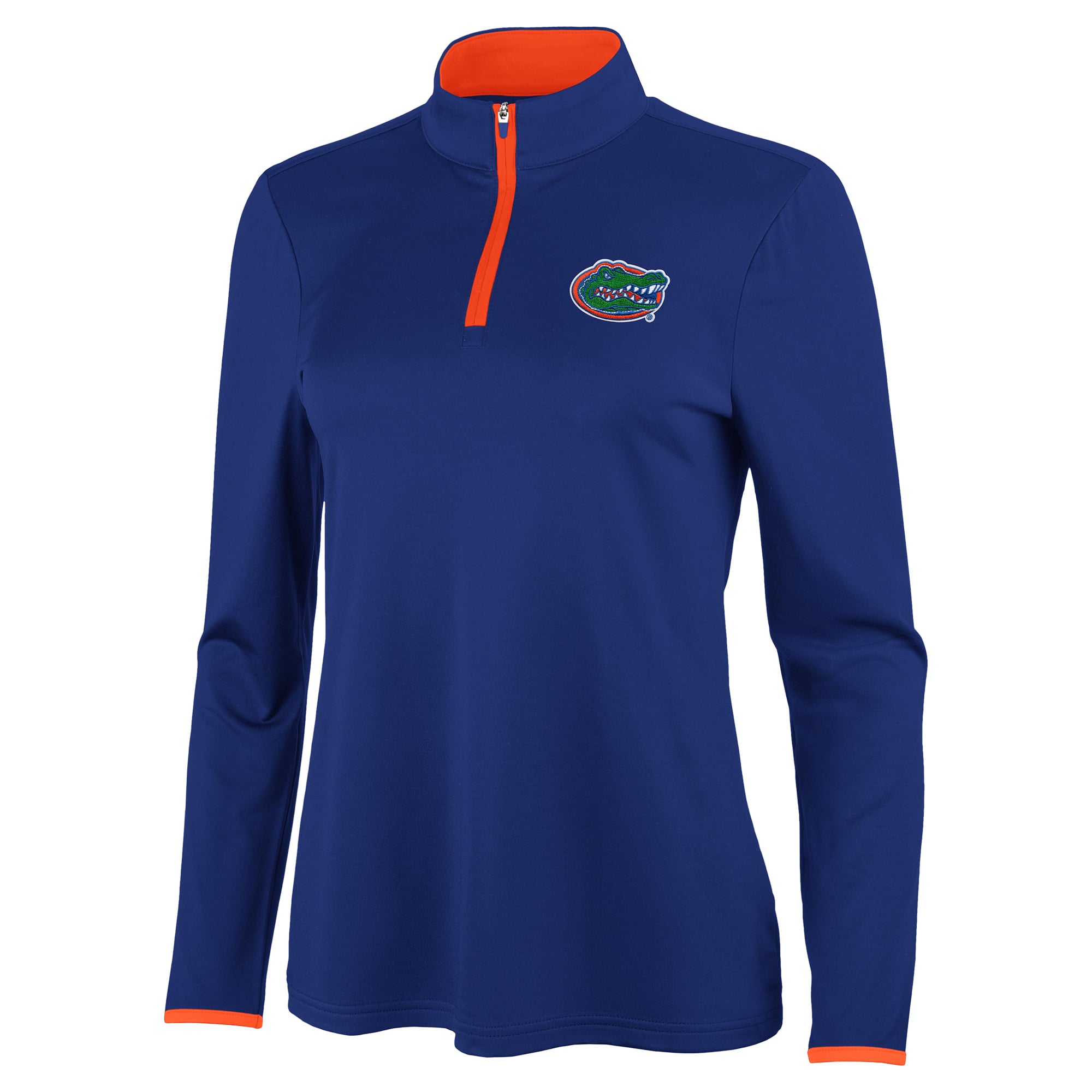 Pull à col zippé Brink Antigua Royal/Orange Florida Gators pour femme