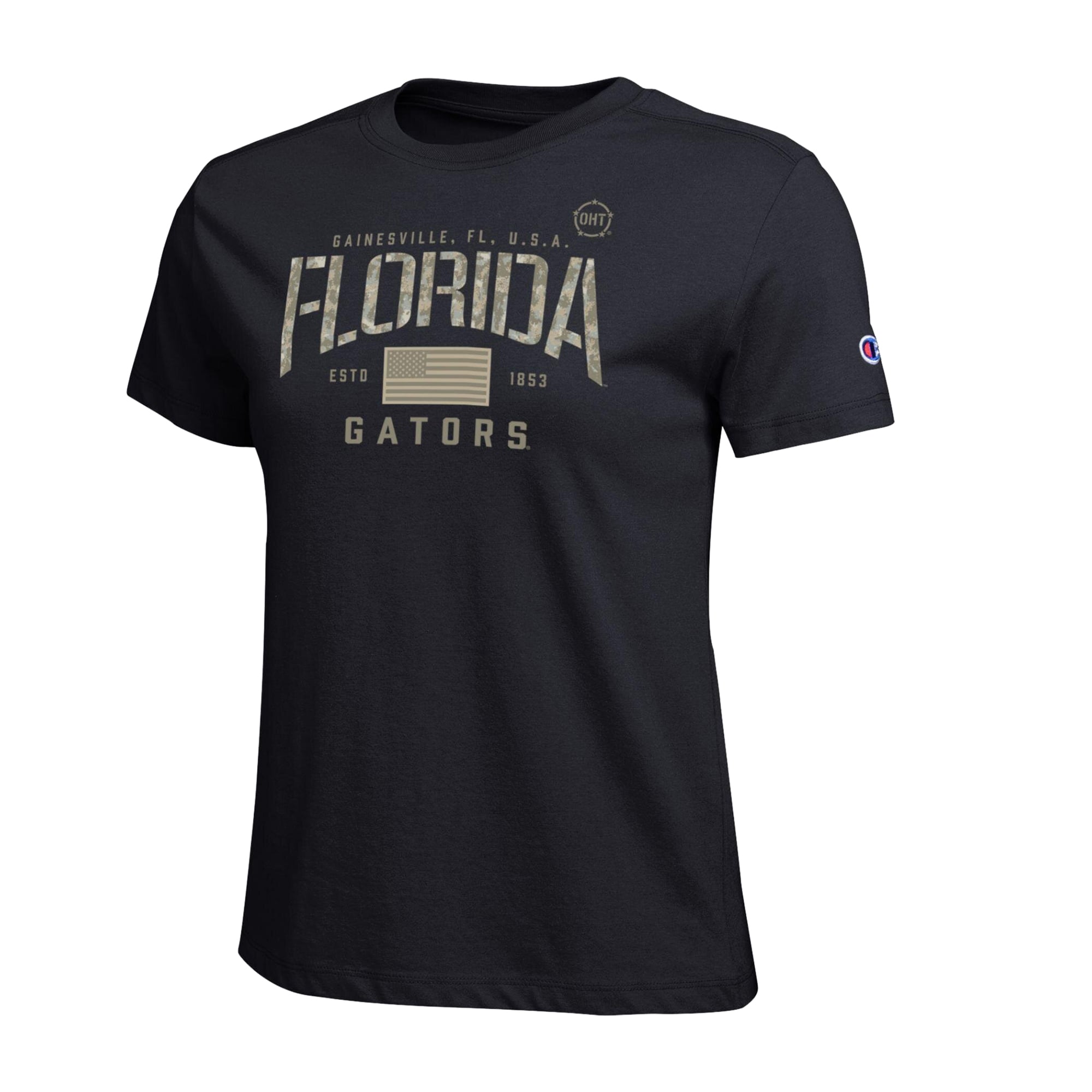T-shirt Women's Champion Black Florida Gators Operation Hat Trick Core