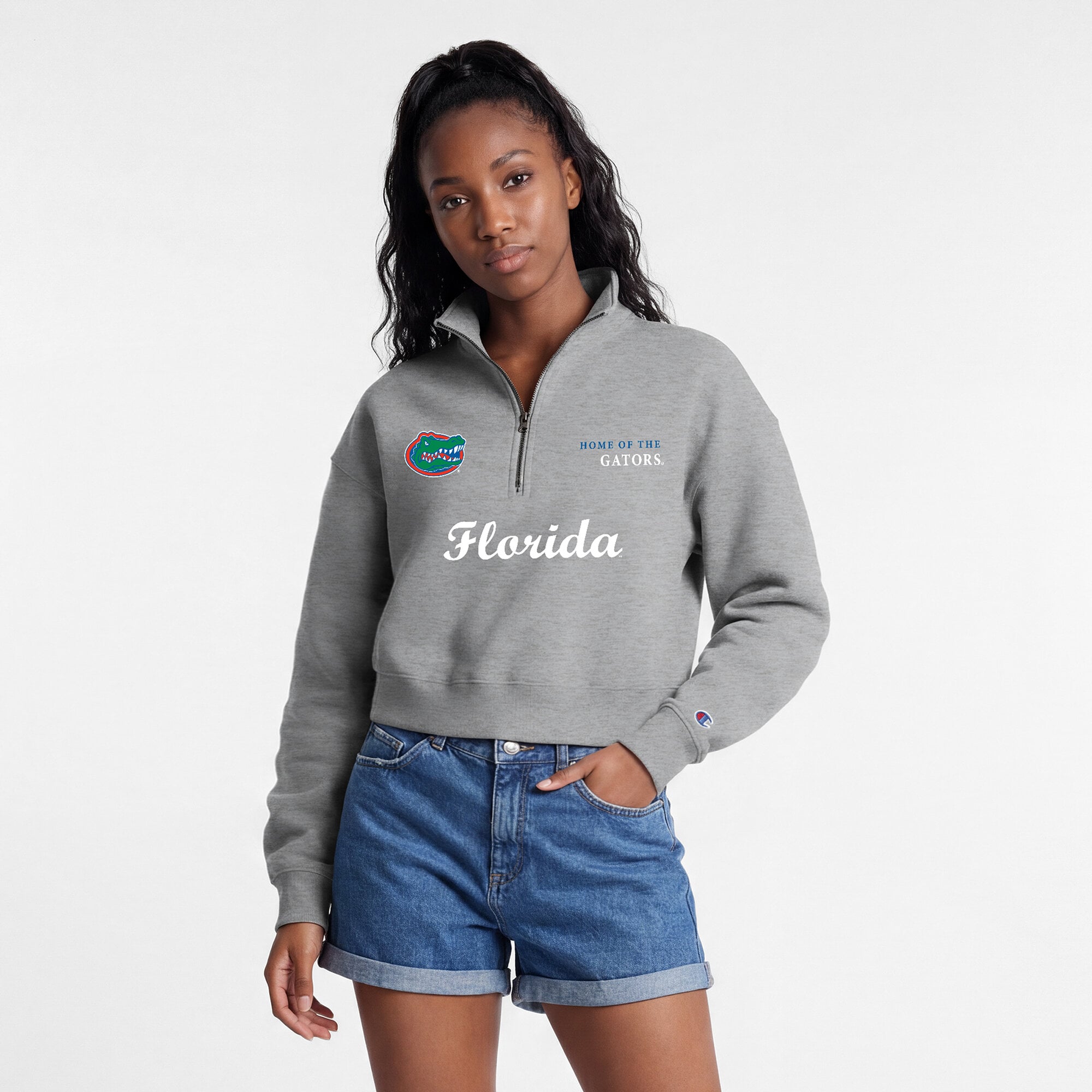 Women's Champion Gray Florida Gators Academic Triumph Quarter-Zip Tri-Blend Pullover