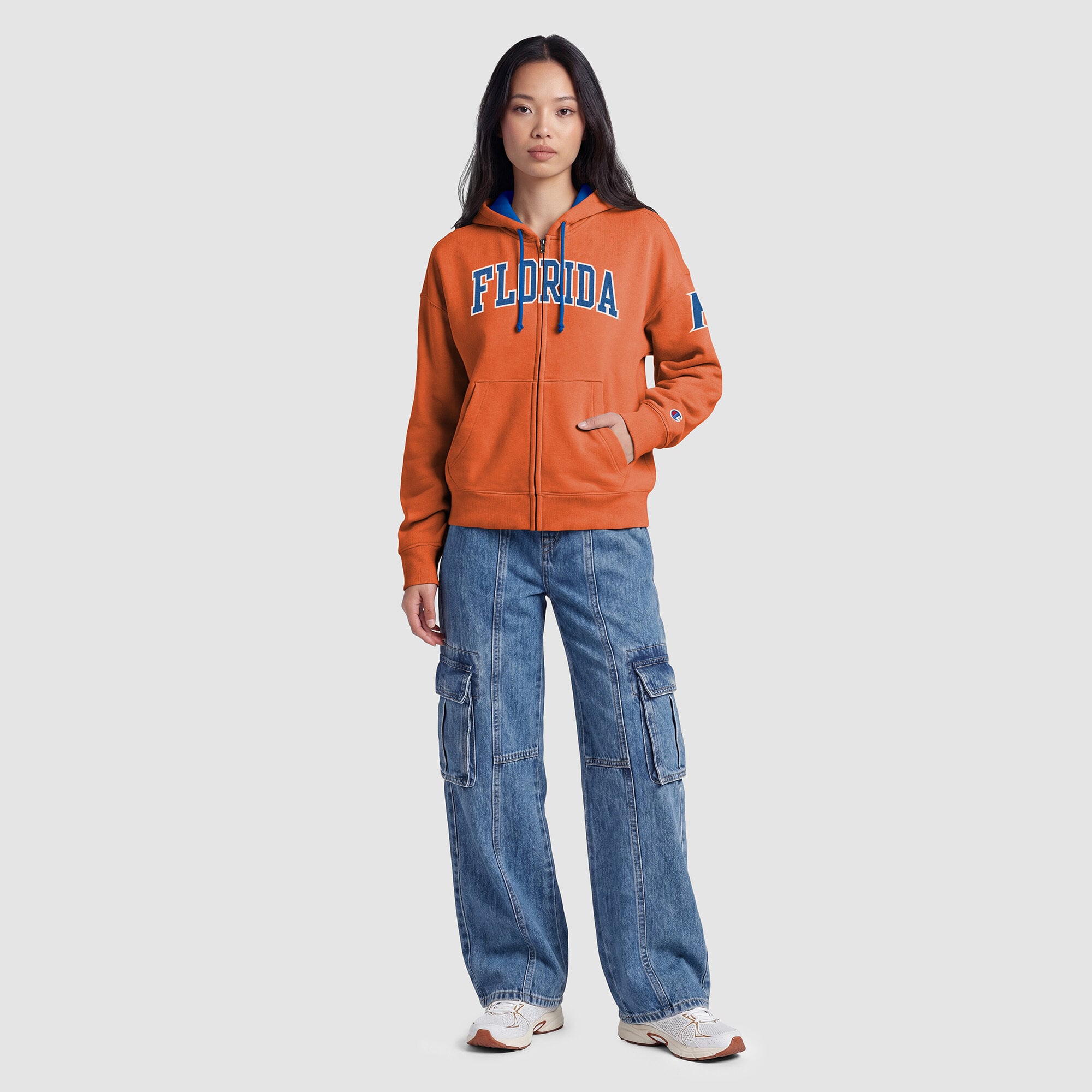 Sweat à capuche zippé en polaire Champion orange Florida Gators Arch pour femme