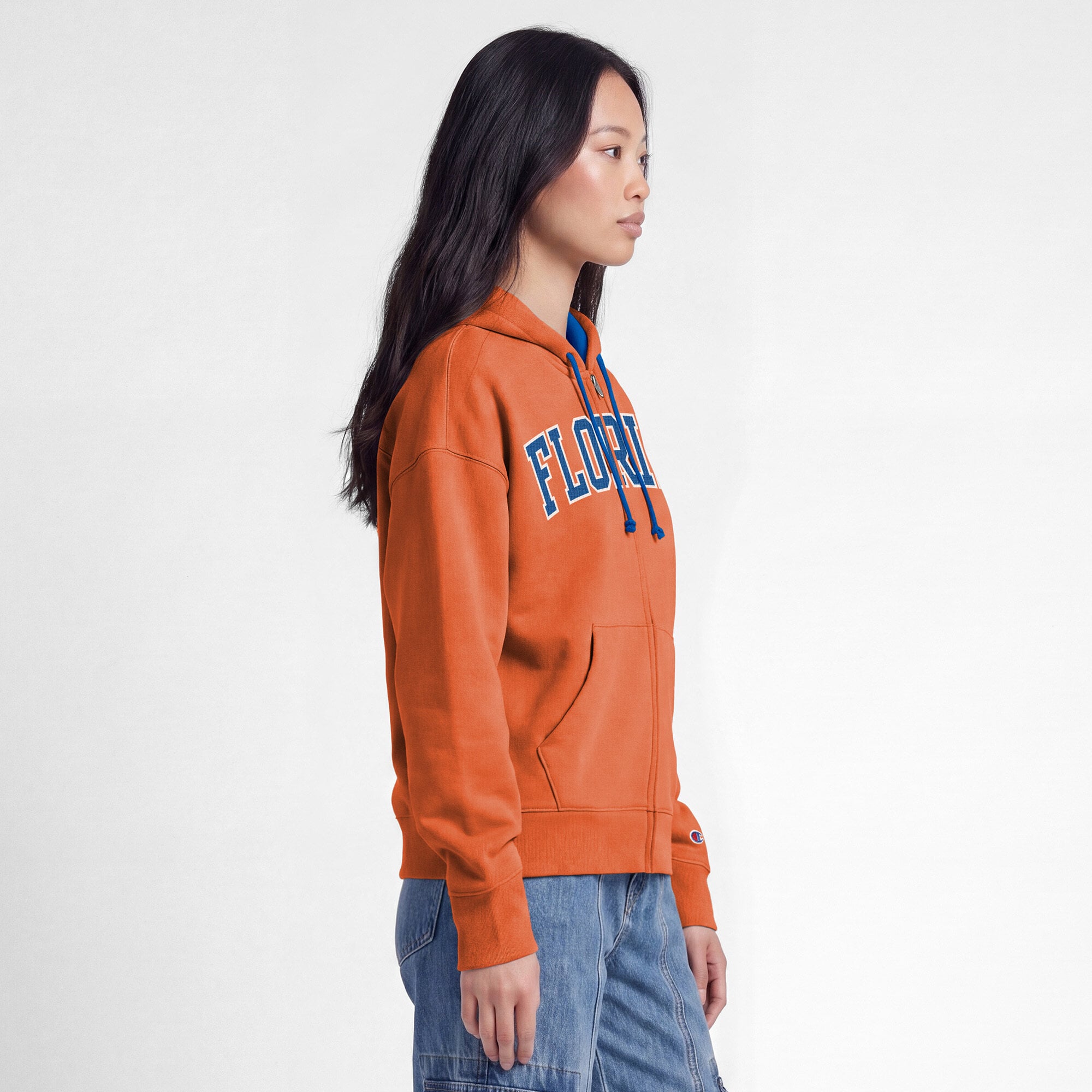 Sweat à capuche zippé en polaire Champion orange Florida Gators Arch pour femme
