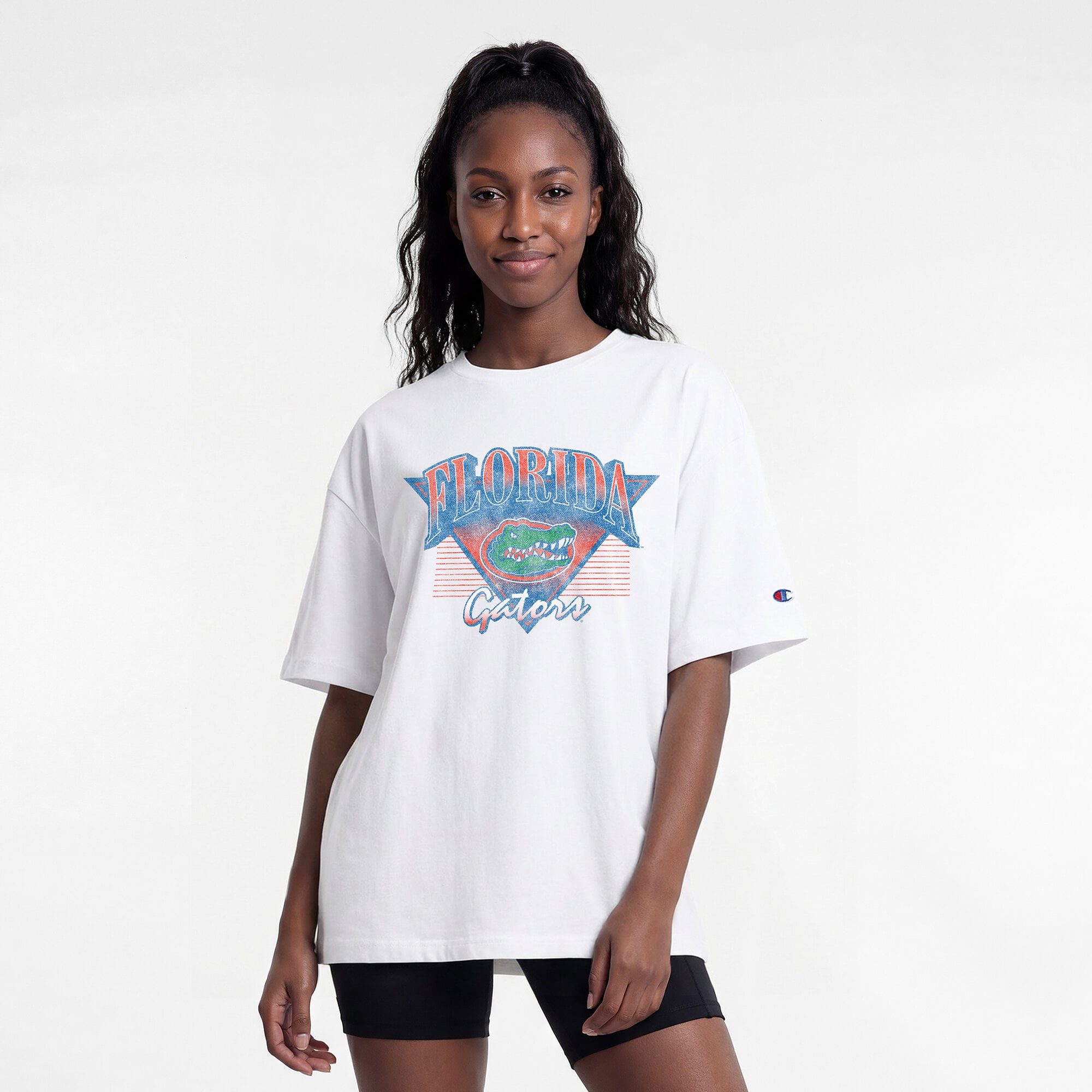 T-shirt oversize rétro Champion blanc pour femmes des Florida Gators
