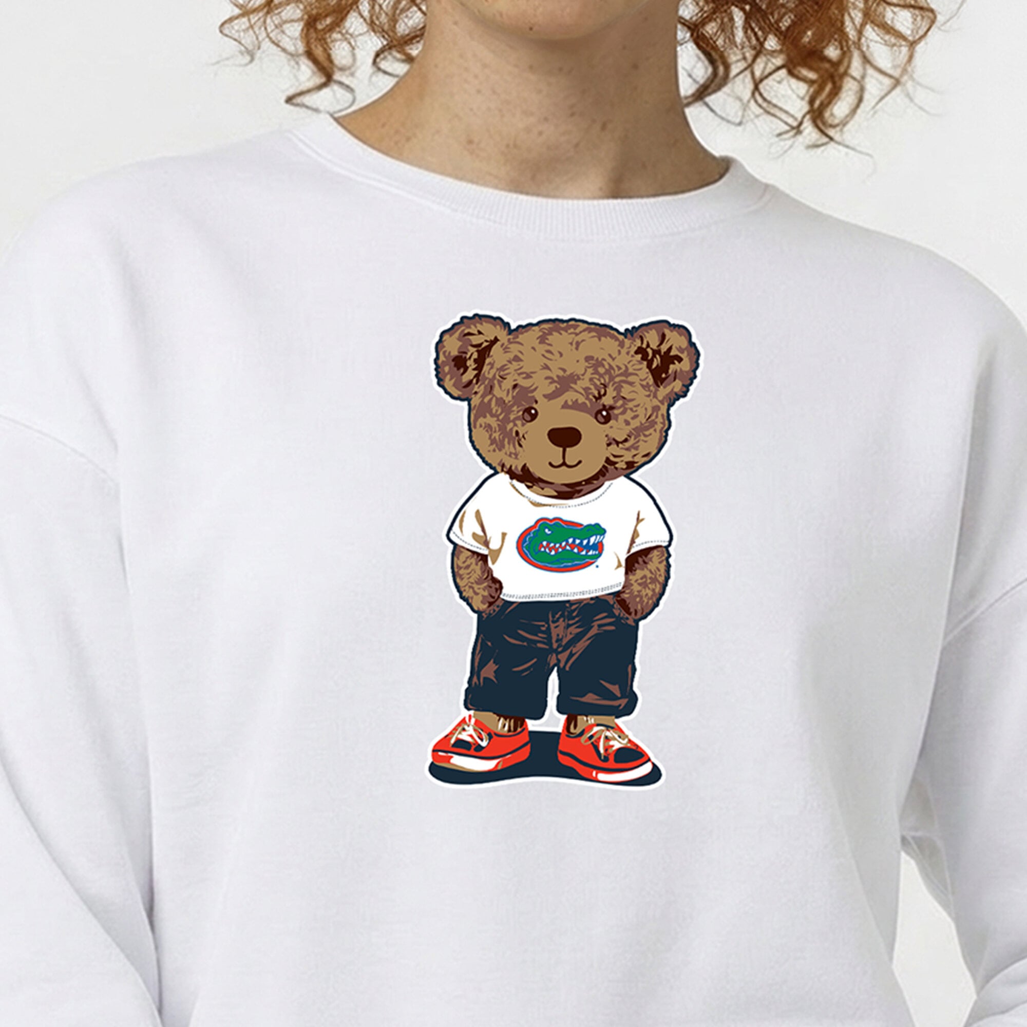 Women's Champion  White Florida Gators Teddy Bear Fleece Sweatshirt