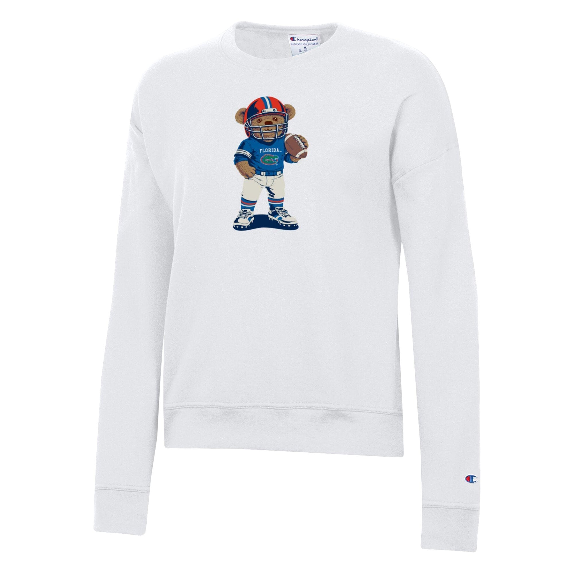 Women's Champion White Florida Gators Teddy Bear Sweatshirt