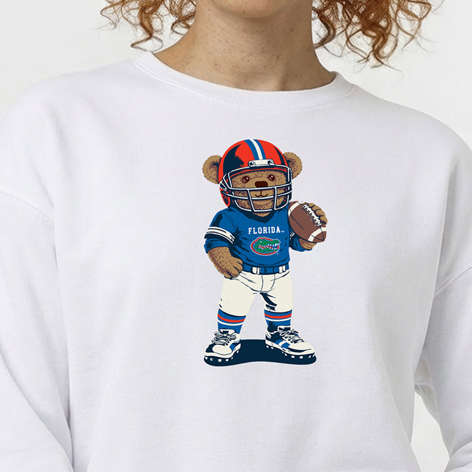 Women's Champion White Florida Gators Teddy Bear Sweatshirt