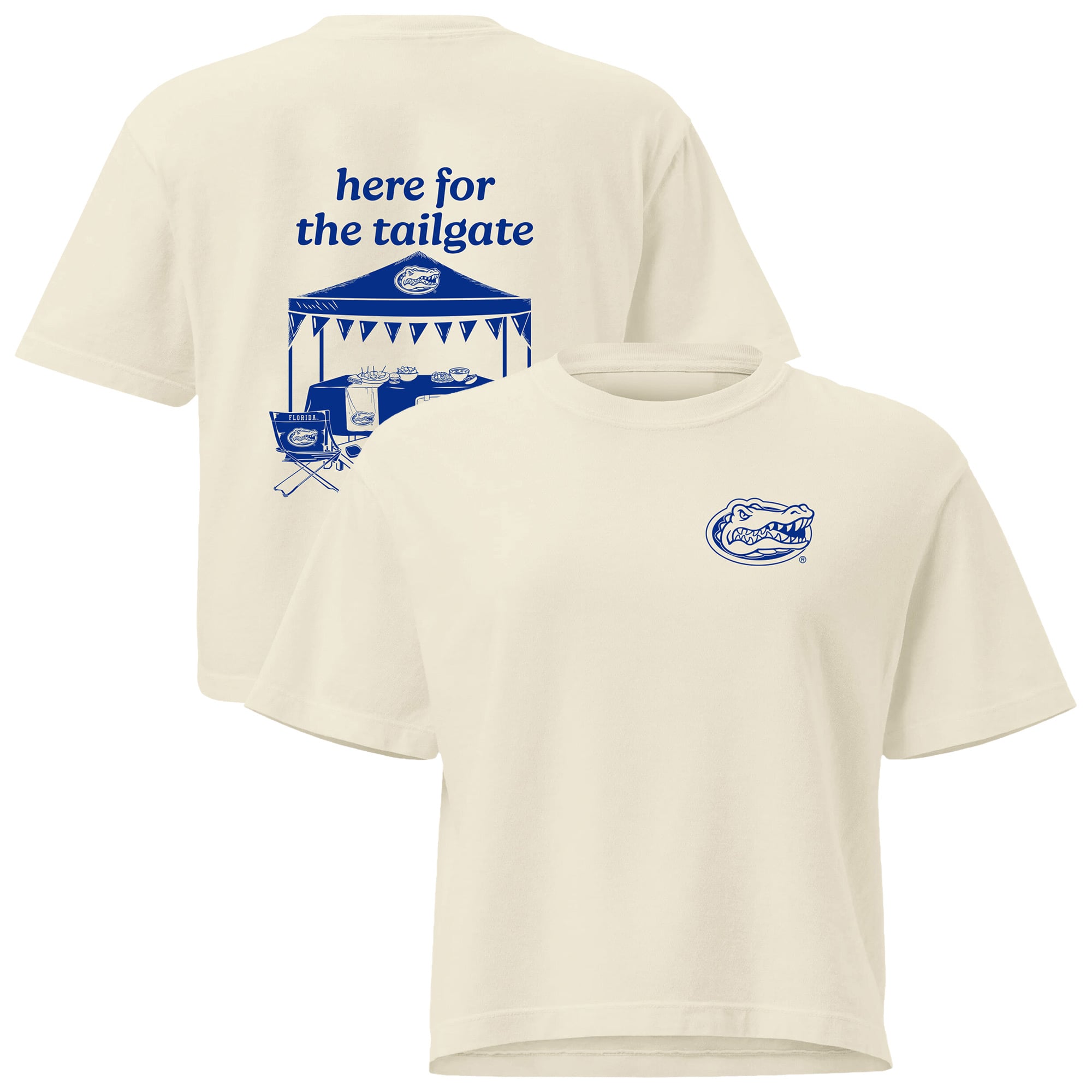 Women's Comfort Colors Cream Florida Gators Here For The Tailgate Cropped T-Shirt