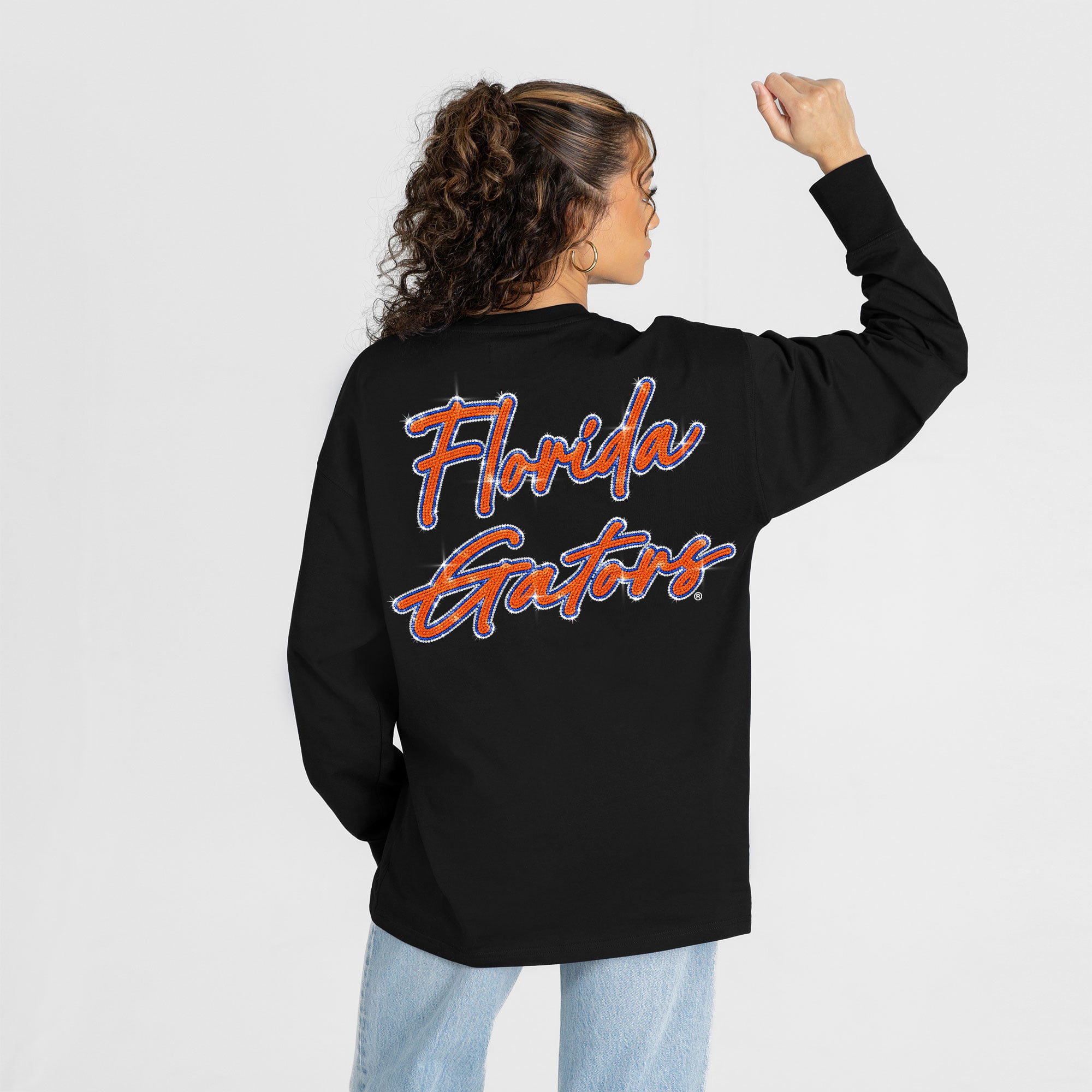 T-shirt à manches longues noir strass « Light It Up » de la collection Gameday Couture pour femmes marque Florida Gators