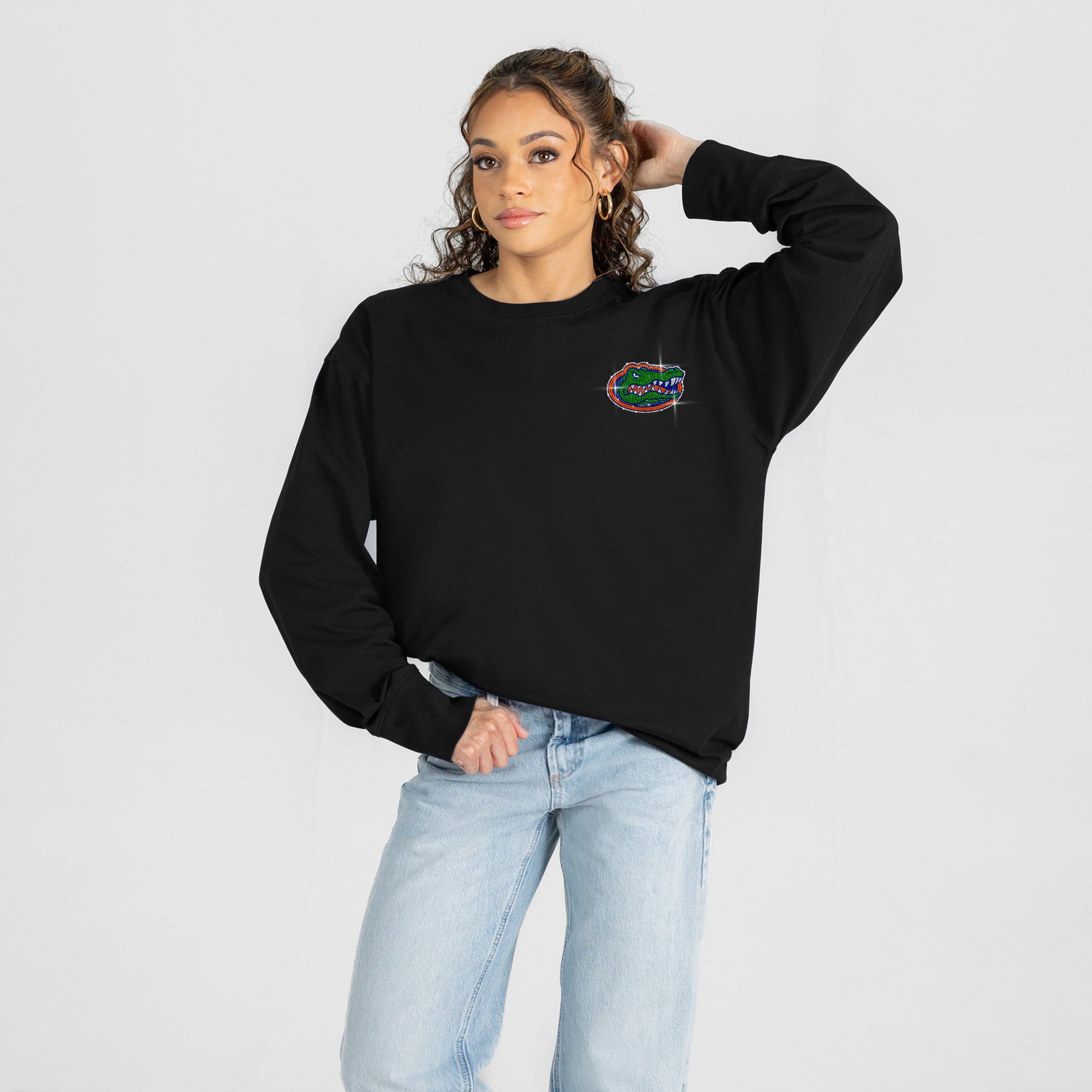 T-shirt à manches longues noir strass « Light It Up » de la collection Gameday Couture pour femmes marque Florida Gators
