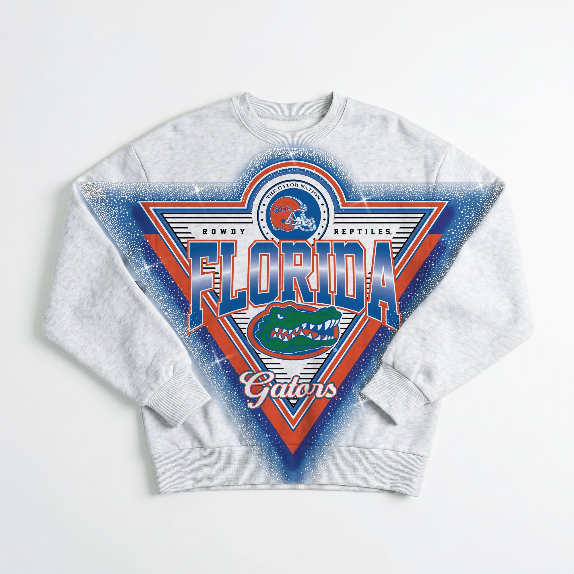 Sweat-shirt oversize en polaire pour femme, gris, orné de strass, des Florida Gators, collection Gameday Couture.