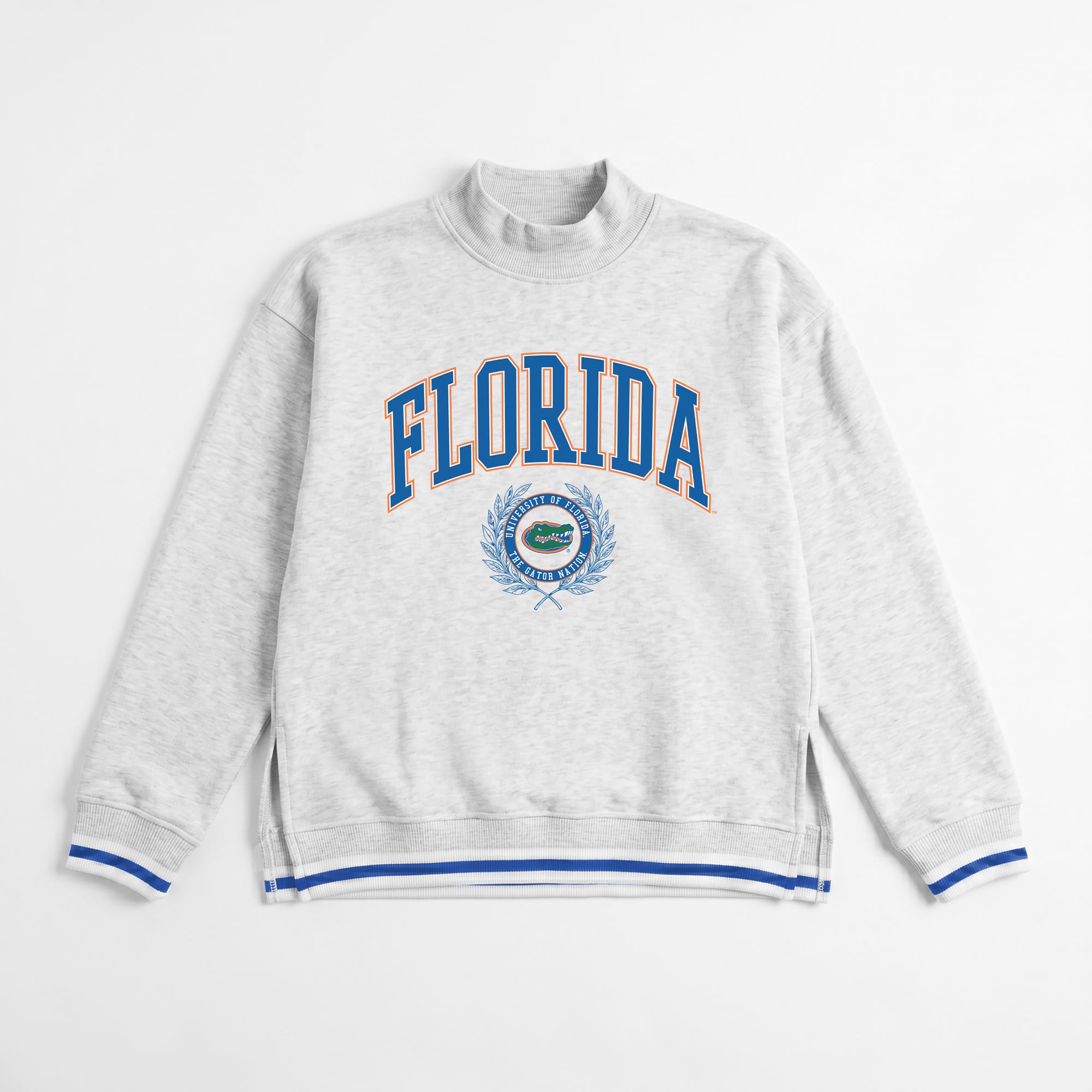 Sweat-shirt à col montant rayures contrastées « Gameday Couture » gris Florida Gators pour femme