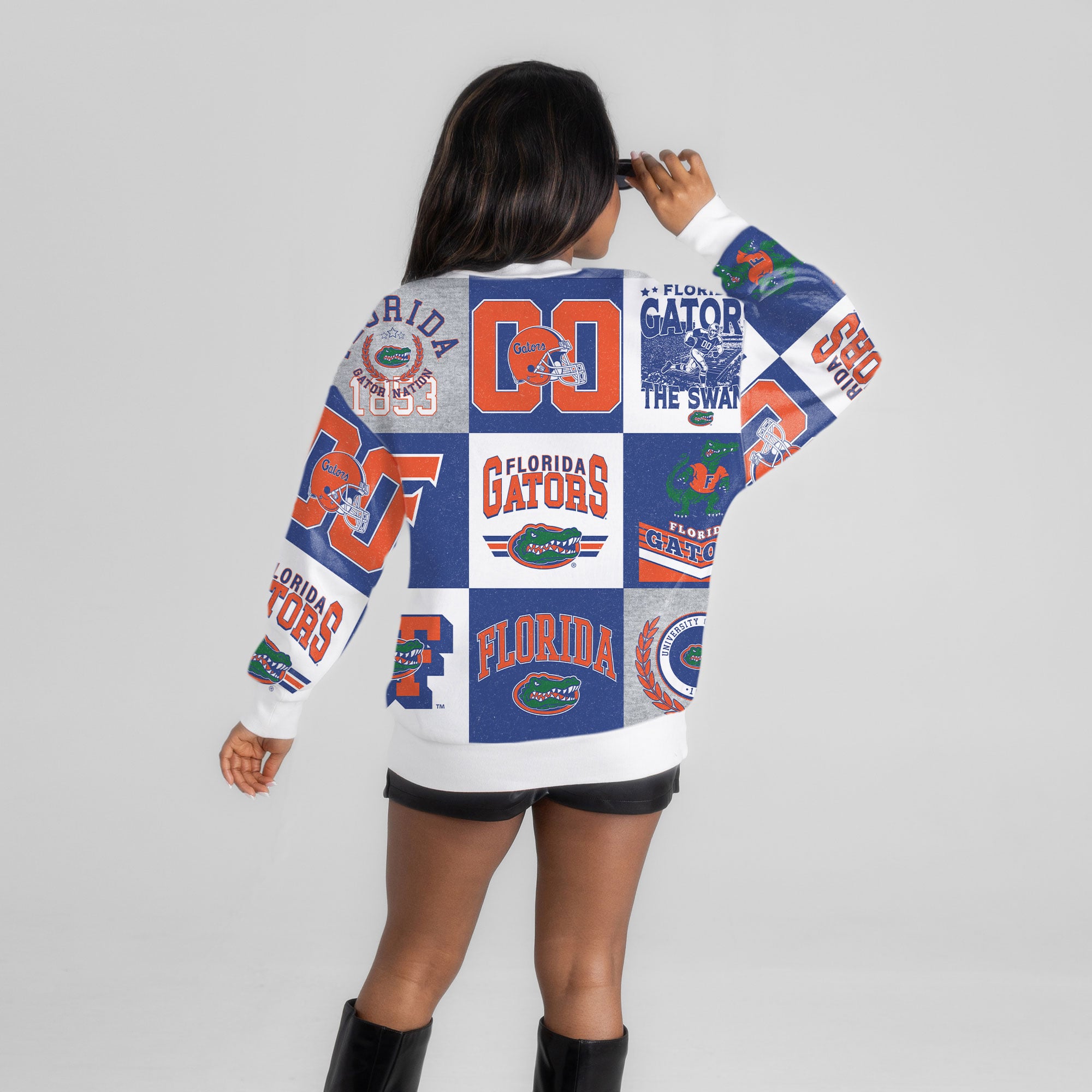 Pull à manches longues patchwork « Highlight Reel » des Royal Florida Gators pour femmes, collection Gameday Couture.