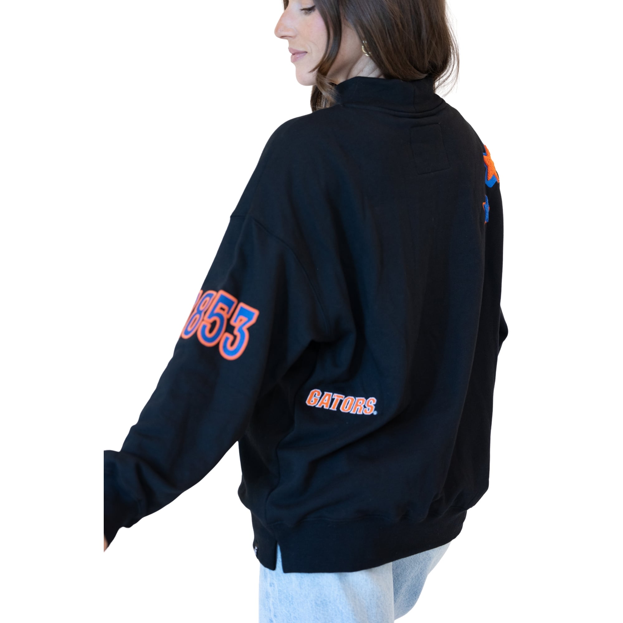 Sweat-shirt à col montant noir écusson des Florida Gators pour femmes, idéal les jours de match