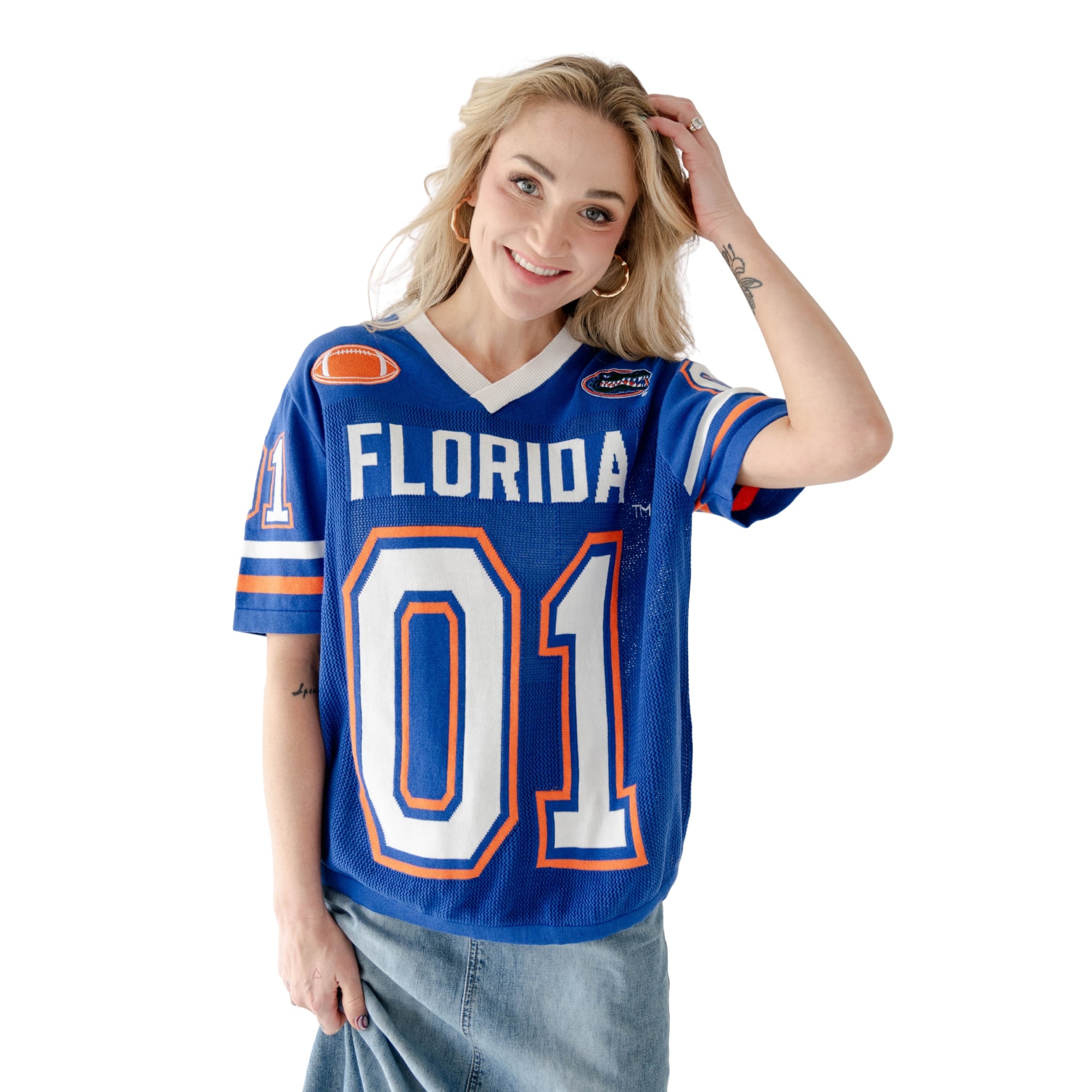 Pull de football tricoté Royal Florida Gators pour femmes