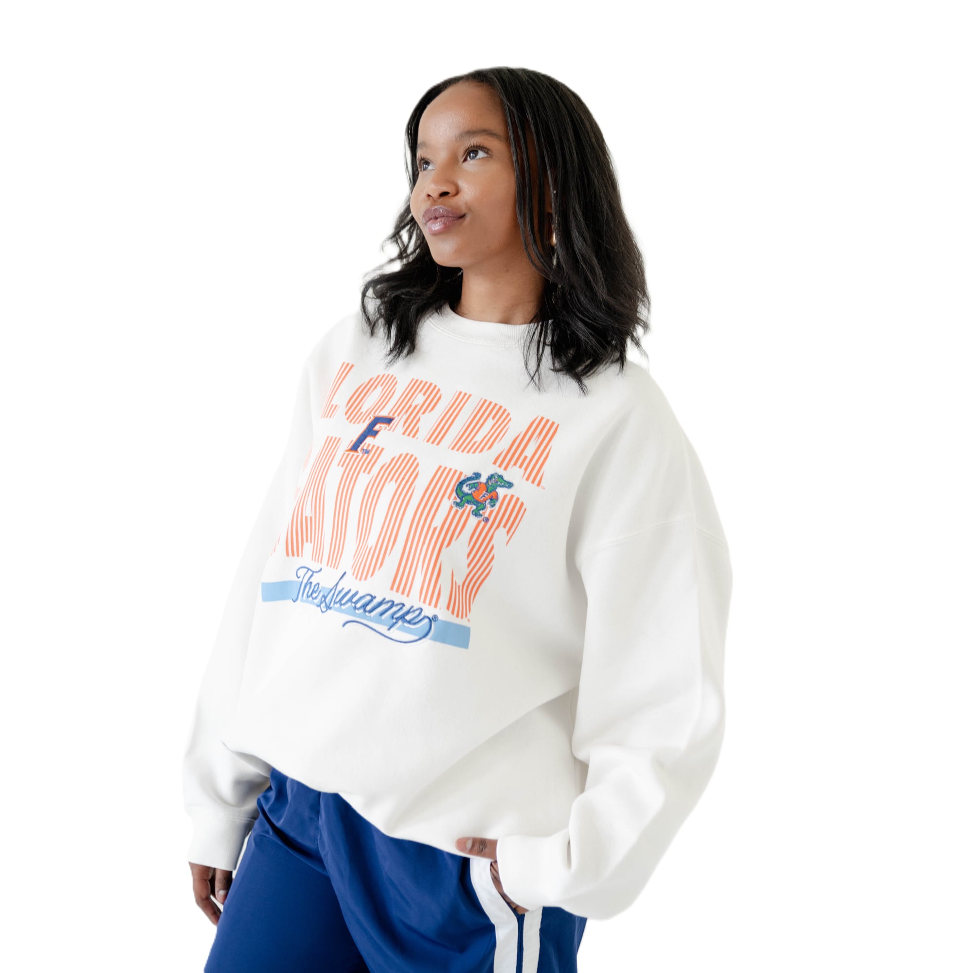 Sweat-shirt rayé blanc Florida Gators pour femmes, idéal les jours de match