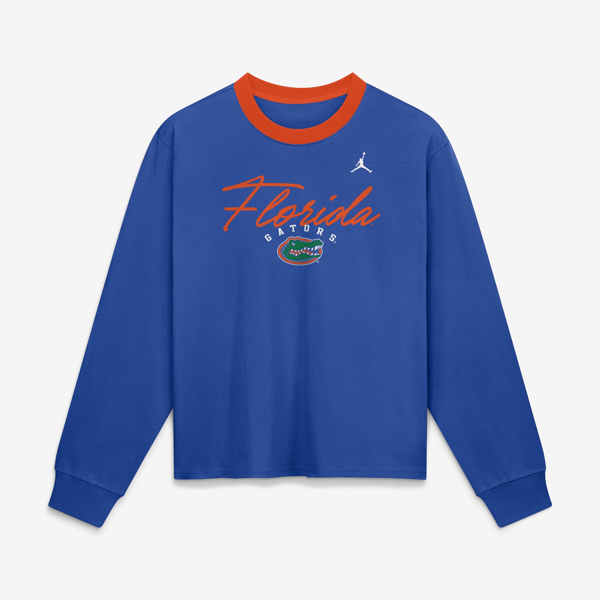 T-shirt à manches longues Jordan Brand Florida Gators Royal Ringer Boxy pour femmes