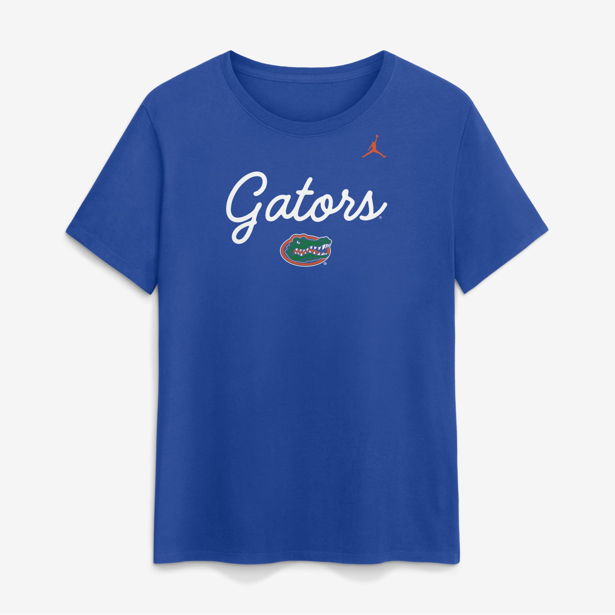 T-shirt Jordan Brand Royal Florida Gators pour femmes avec logo Mantra Script