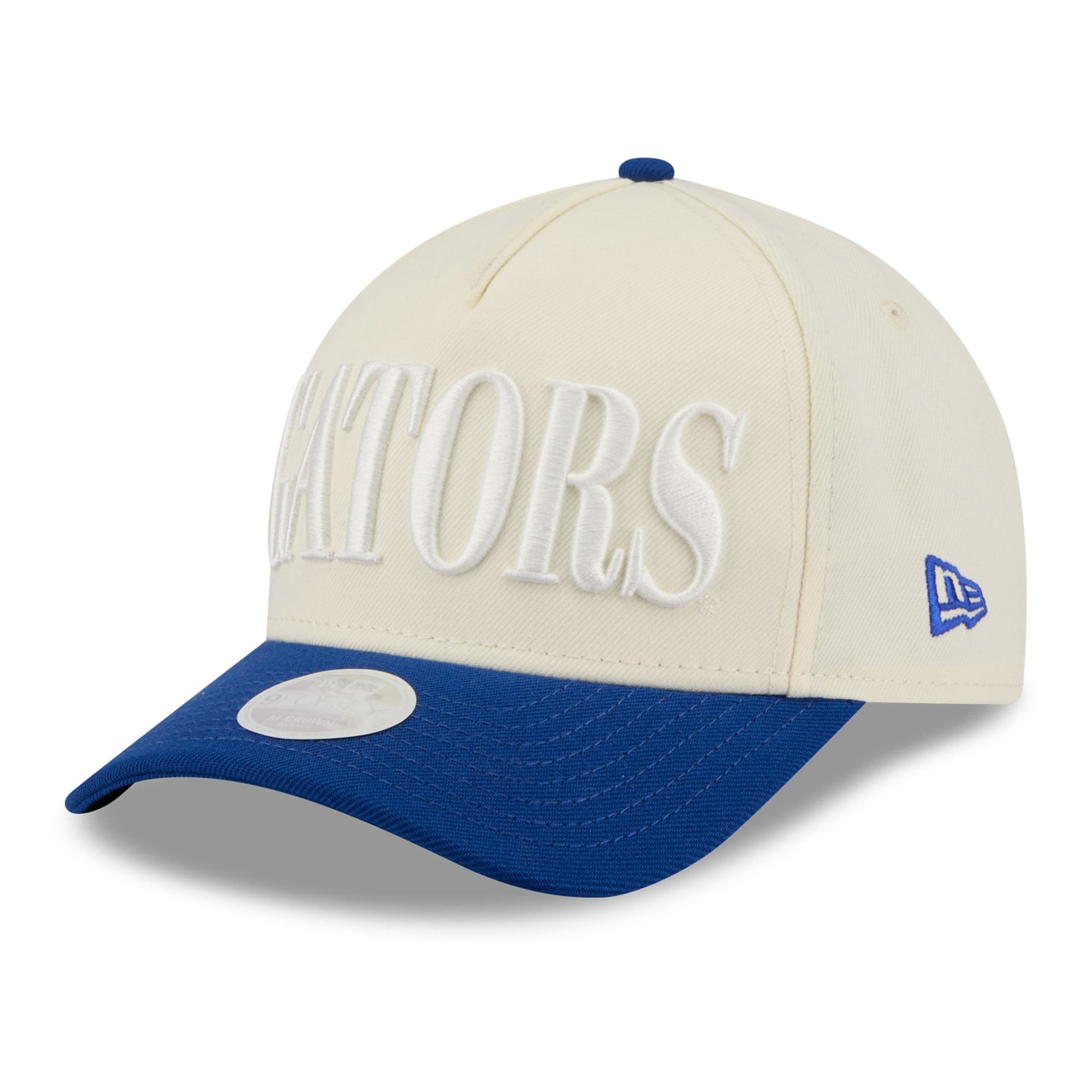 Casquette ajustable New Era 9FORTY A-Frame blanche et royale pour femme, modèle Florida Gators.
