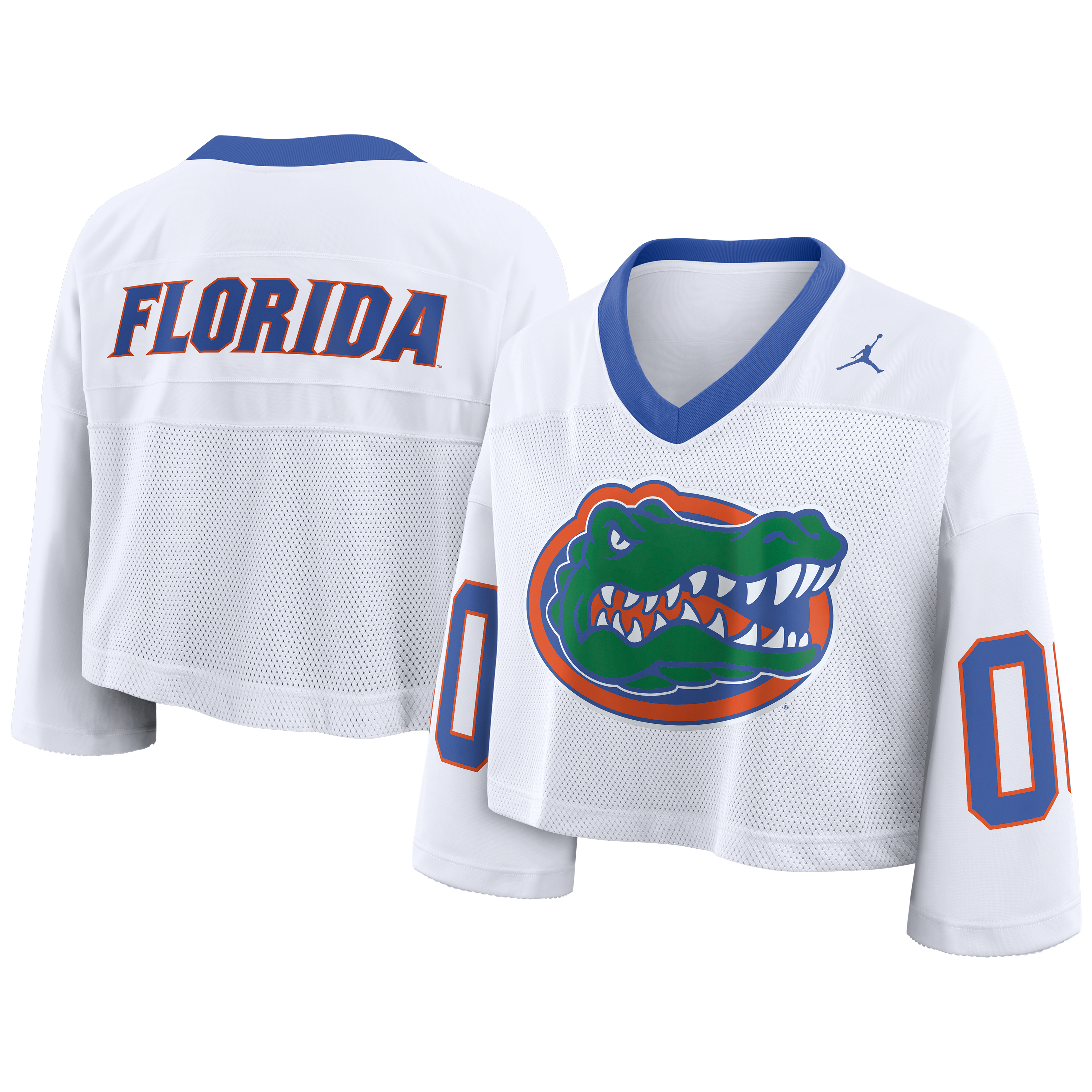 Women's Nike White Florida Gators Oversized Logo Cropped Fashion Jersey