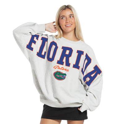 Florida Gators Pressbox Women's Flannigan Oversized Fleece Sweatshirt - Heather Gray