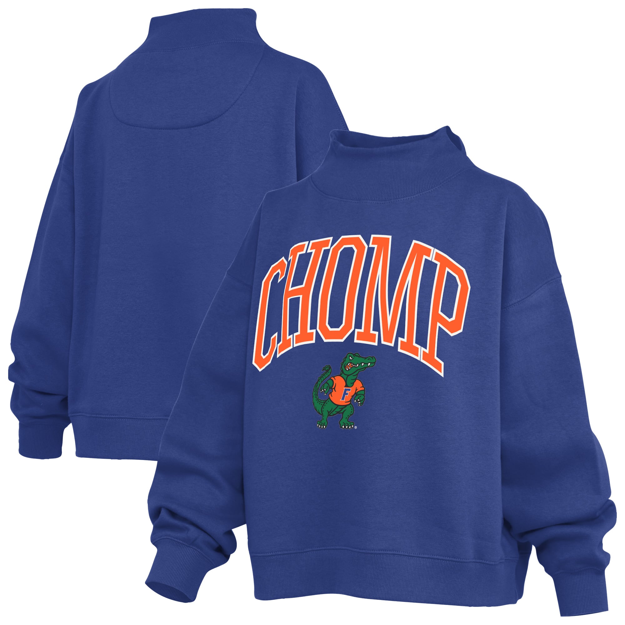 Sweat-shirt à col montant oversize en polaire avec slogan des Royal Florida Gators de Pressbox pour femmes