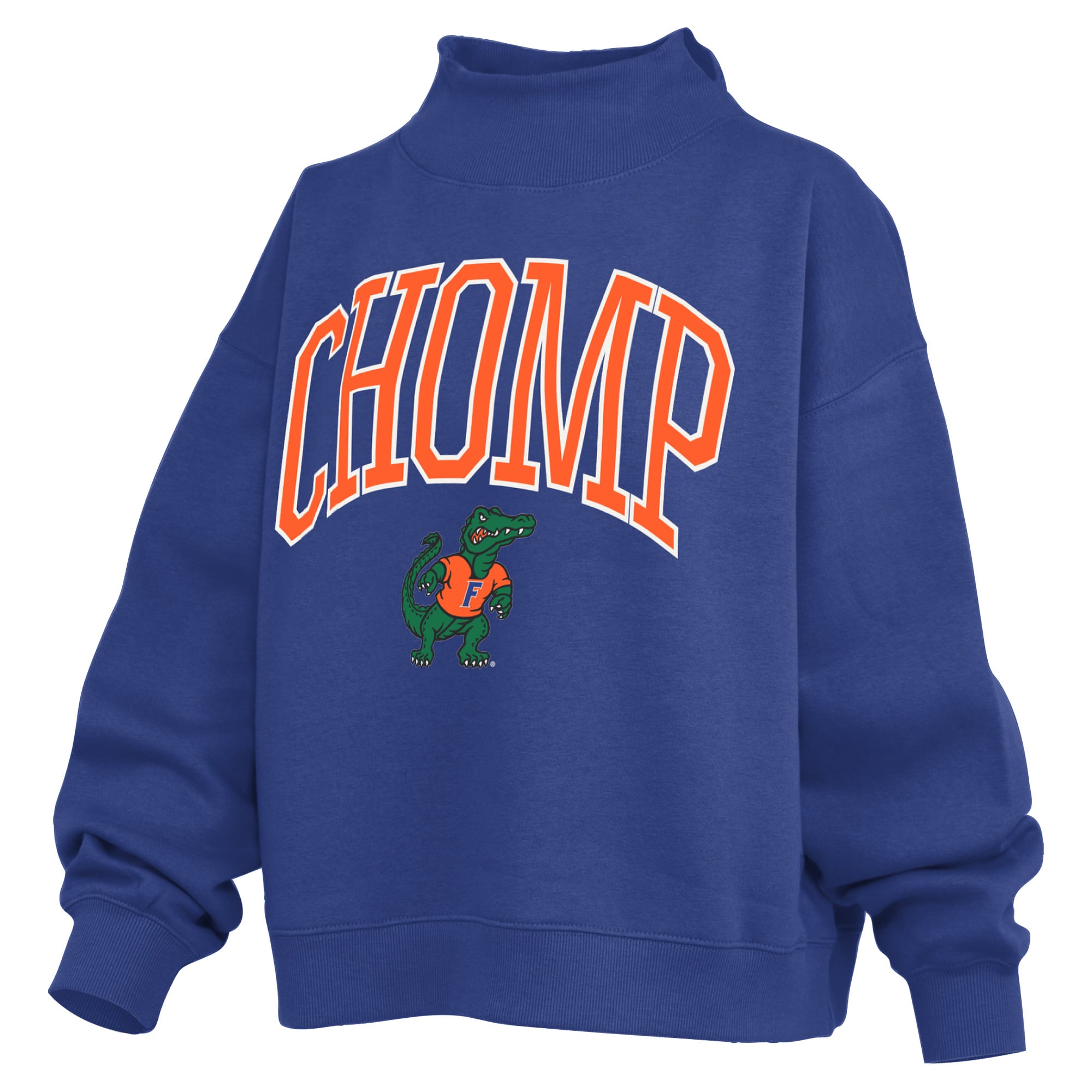 Sweat-shirt à col montant oversize en polaire avec slogan des Royal Florida Gators de Pressbox pour femmes