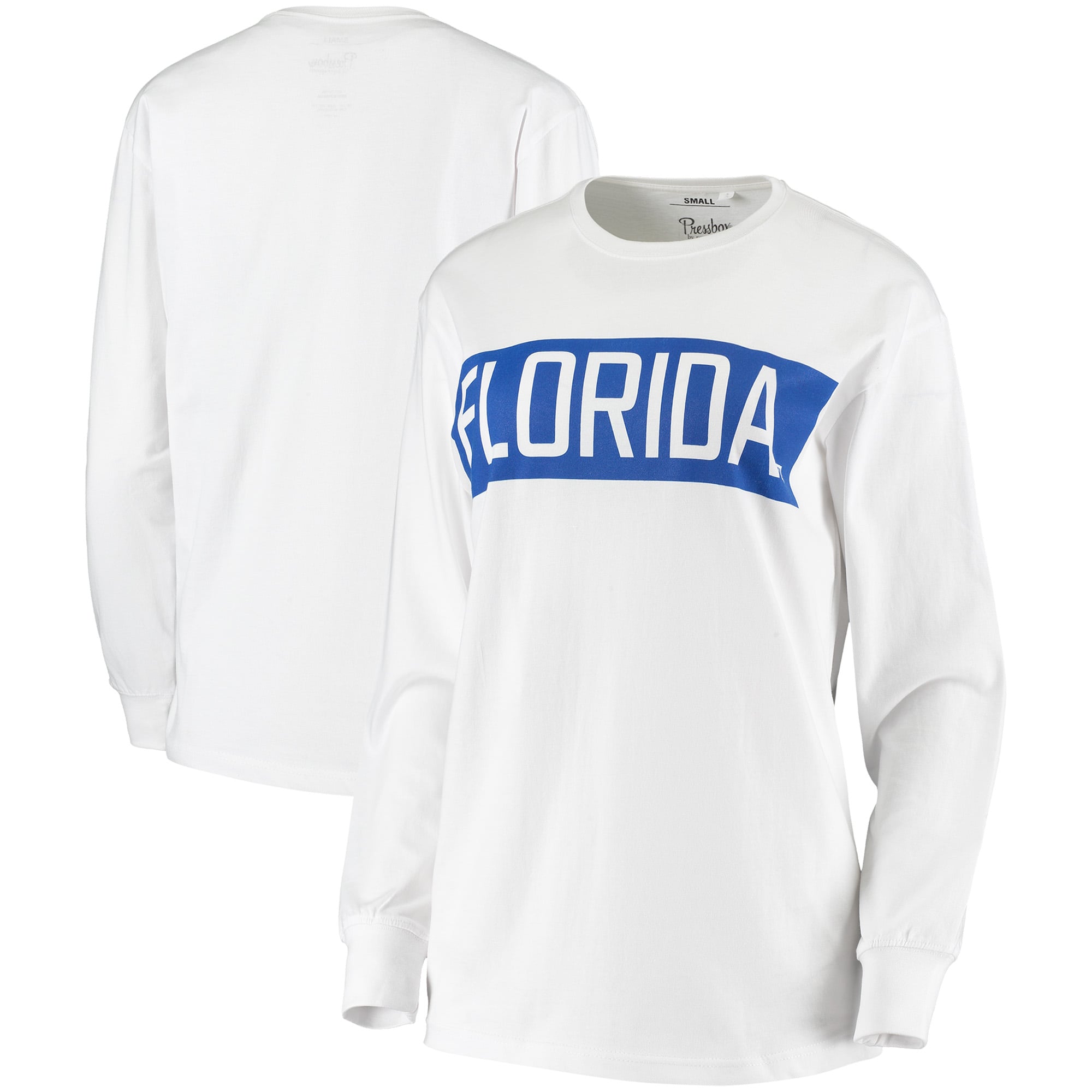 トップス 8 long sleeve t-shits white Women's Pressbox White Florida Gators Big Block Whiteout Long