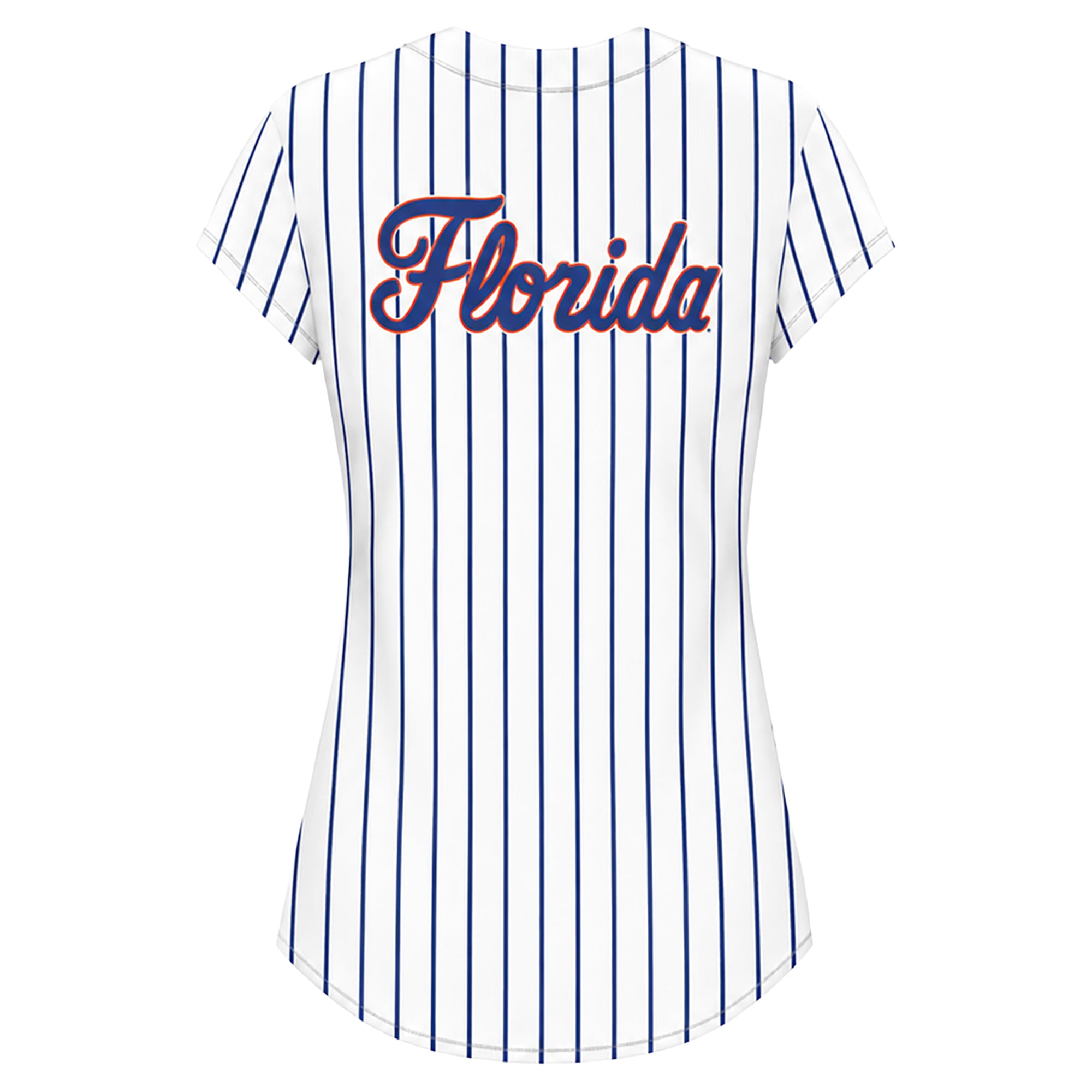 Women's Profile White/Royal Florida Gators Plus Stripe Glitter Button-Up Fashion Jersey Top
