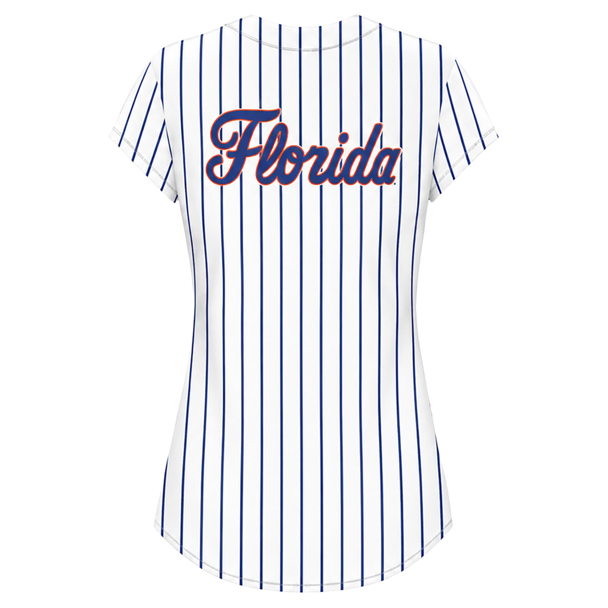 Women's Profile White/Royal Florida Gators Plus Stripe Glitter Button-Up Fashion Jersey Top