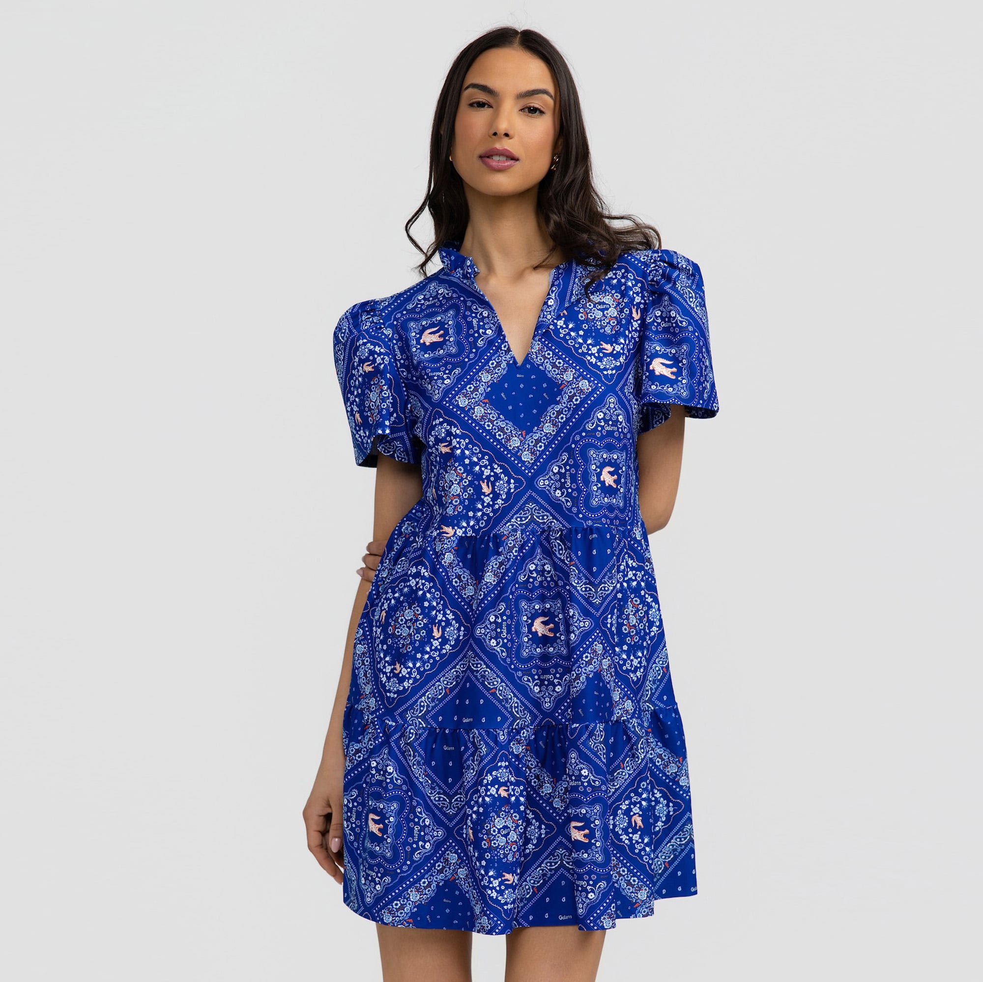 Women's Smith & Quinn Royal Florida Gators Bandana Print Tiered Dress