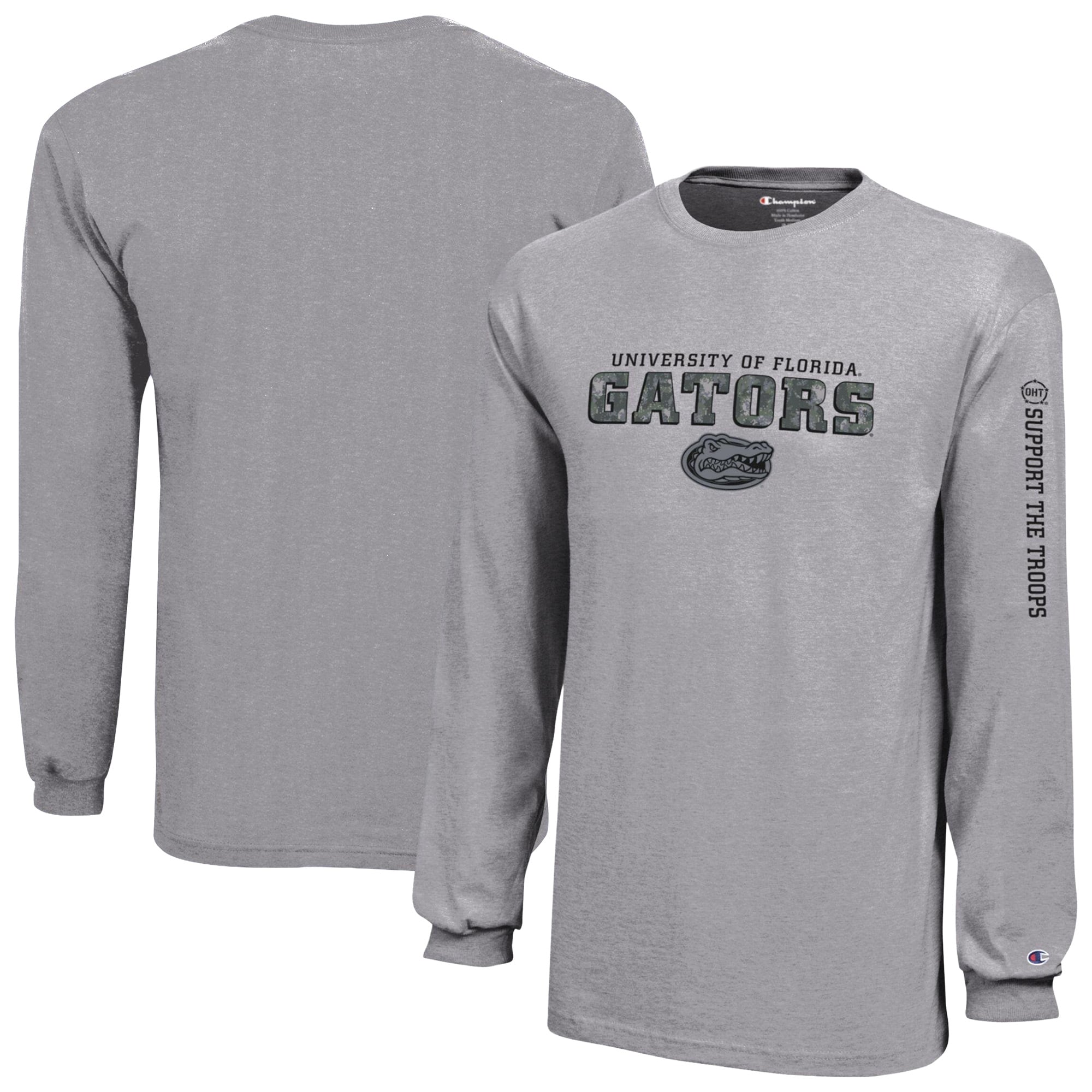 T-shirt à manches longues Youth Champion Heather Gray Florida Gators Operation Hat Trick