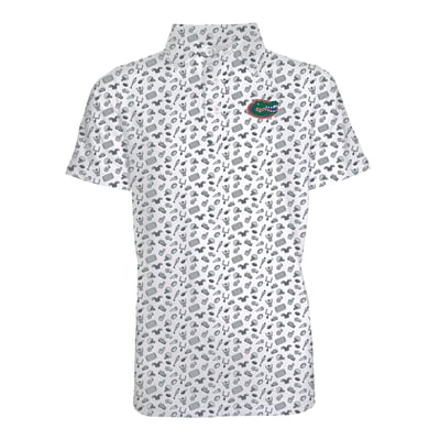 Florida Gators Garb Youth Tom All-Over Football Print Polo - Gray
