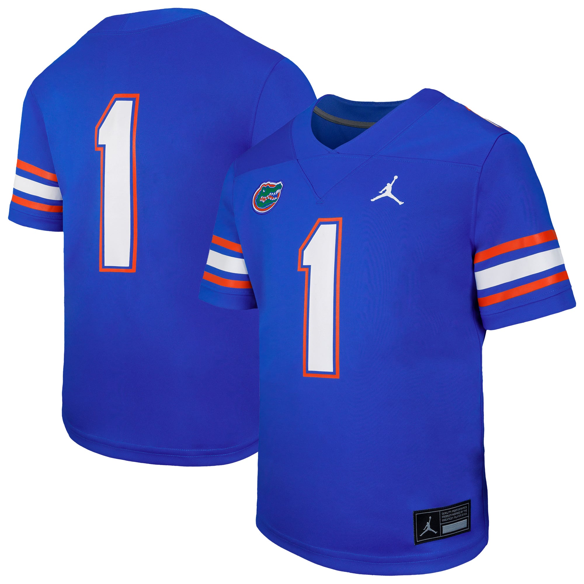 Maillot de jeu réplique Jordan Brand n° 1 Royal Florida Gators Untouchable pour jeunes
