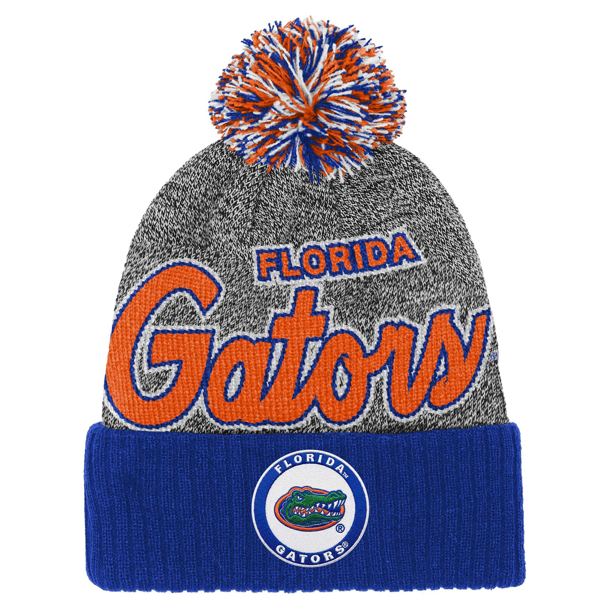 Youth Mitchell & Ness Royal Florida Gators Mascot Cuffed Knit Hat with Pom