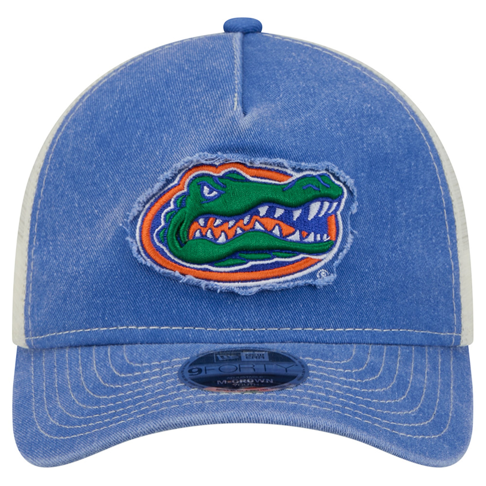 Casquette trucker rétro ajustable New Era Royal Florida Gators 9FORTY A-Frame M-Crown pour jeunes