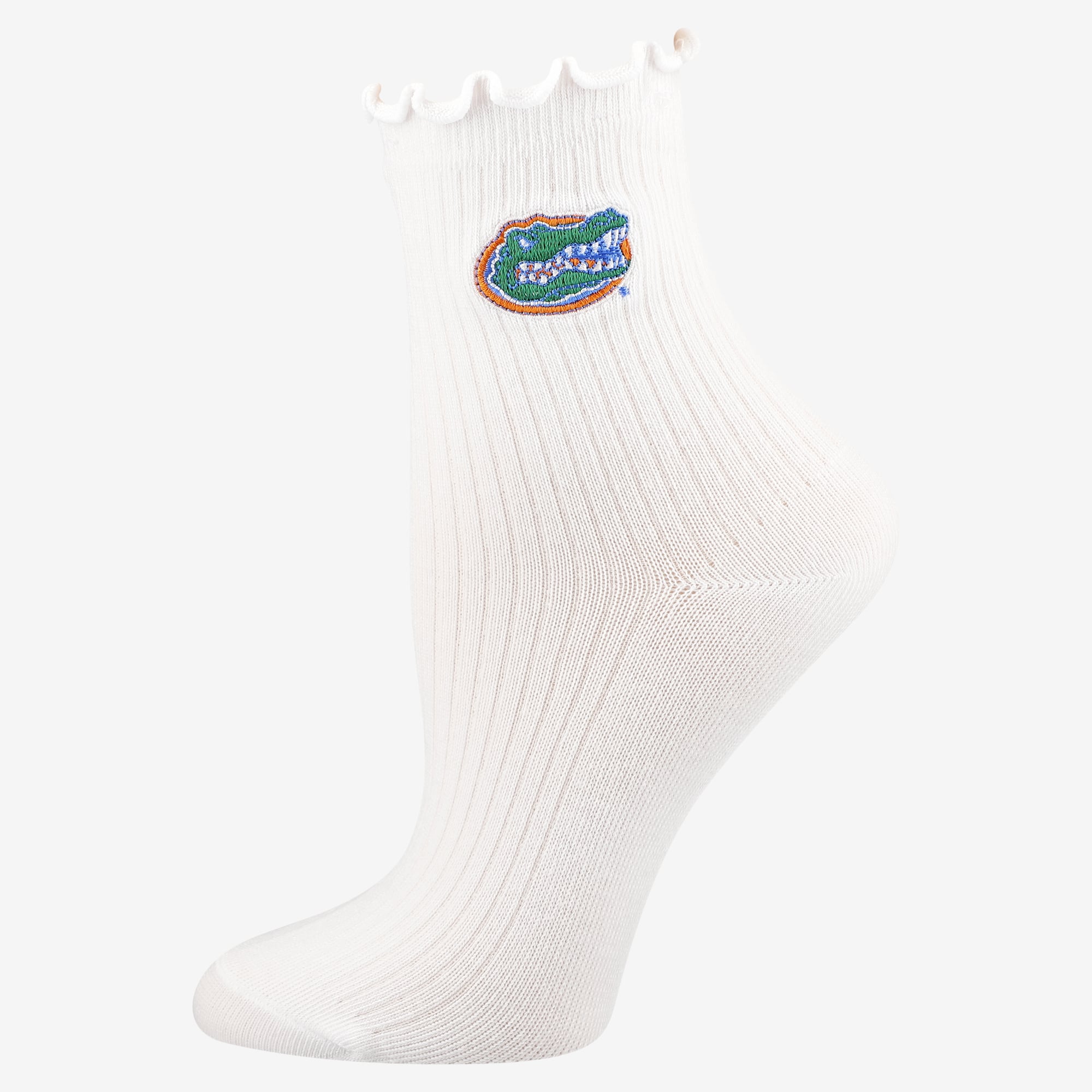 Chaussettes de compression Youth PRO blanches avec logo Florida Gators et ourlet ondulé