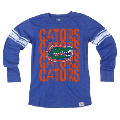  Florida Gators Wes & Willy Youth Long Sleeve Football Jersey T-Shirt - Royal