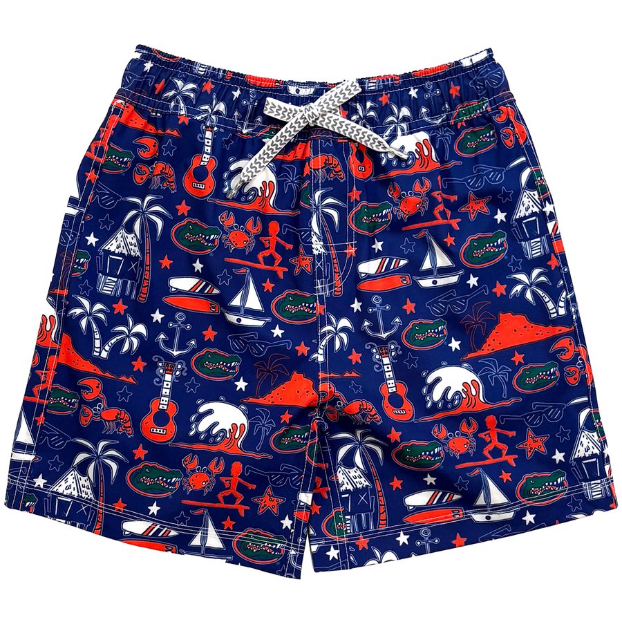 Youth Wes & Willy Royal Florida Gators Luau Swim Trunks