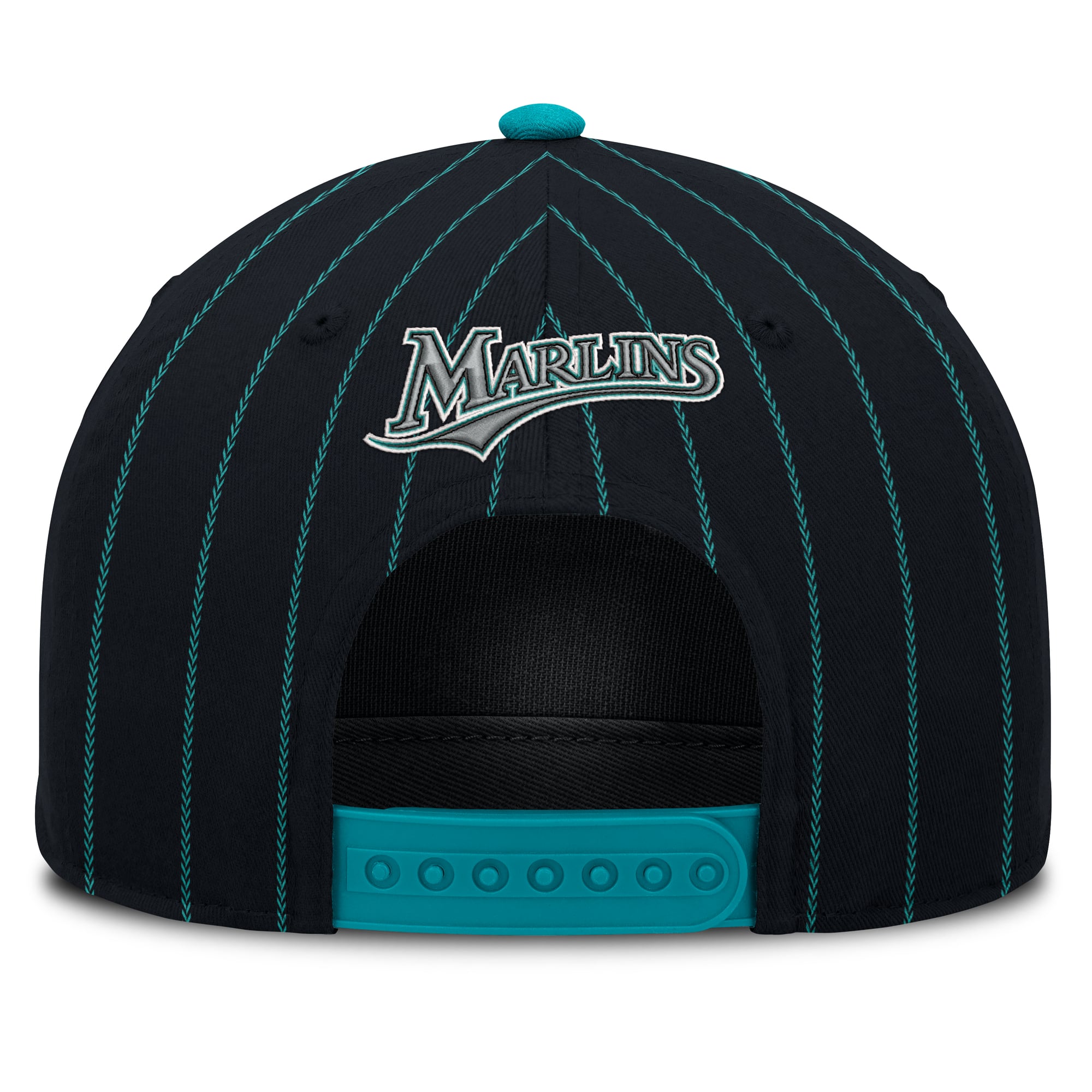 Casquette ajustable Nike pour homme, noire et turquoise, Florida Marlins Cooperstown Rise A-Frame