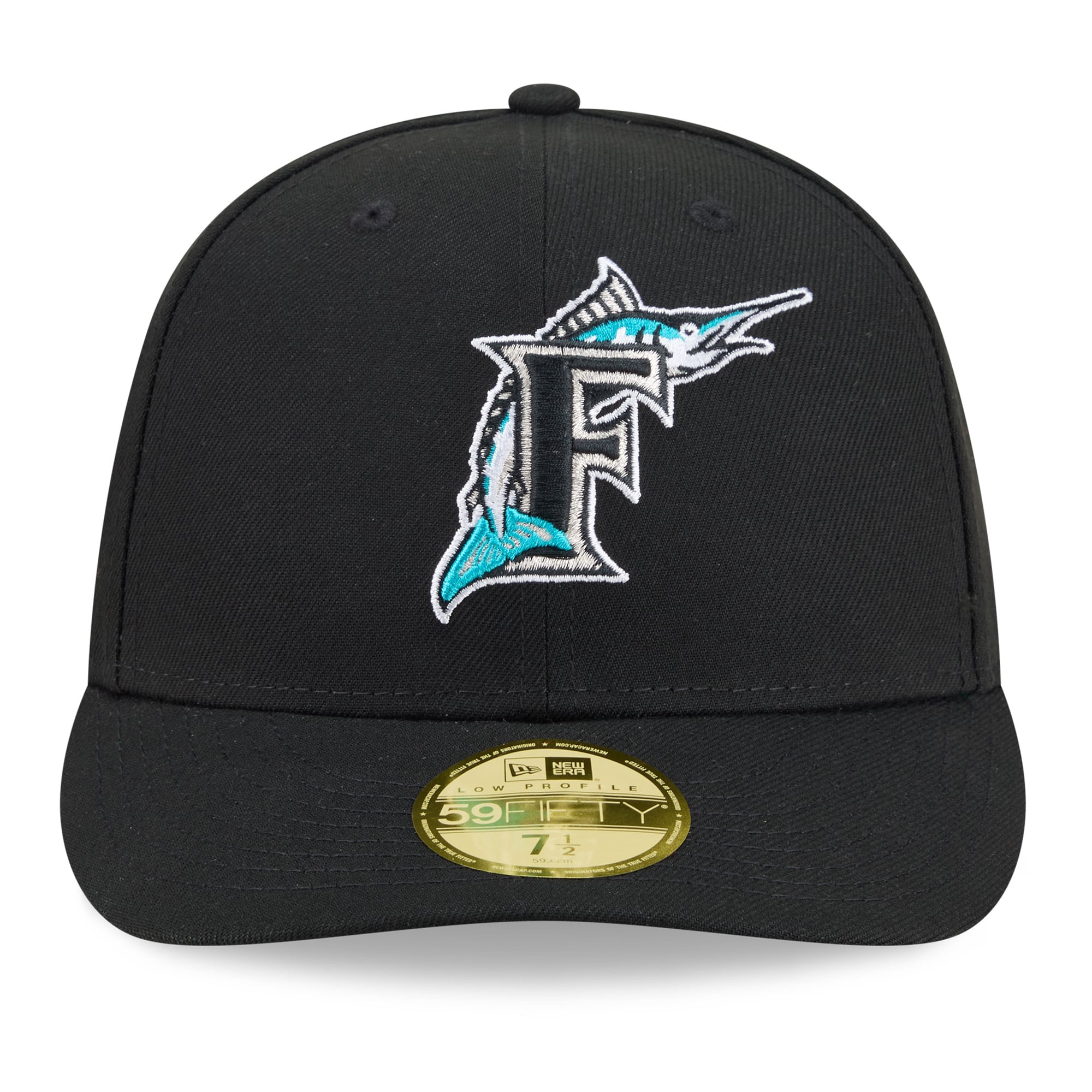Casquette ajustée New Era noire pour homme, modèle 59FIFTY Florida Marlins 2026, Temple de la renommée du baseball.