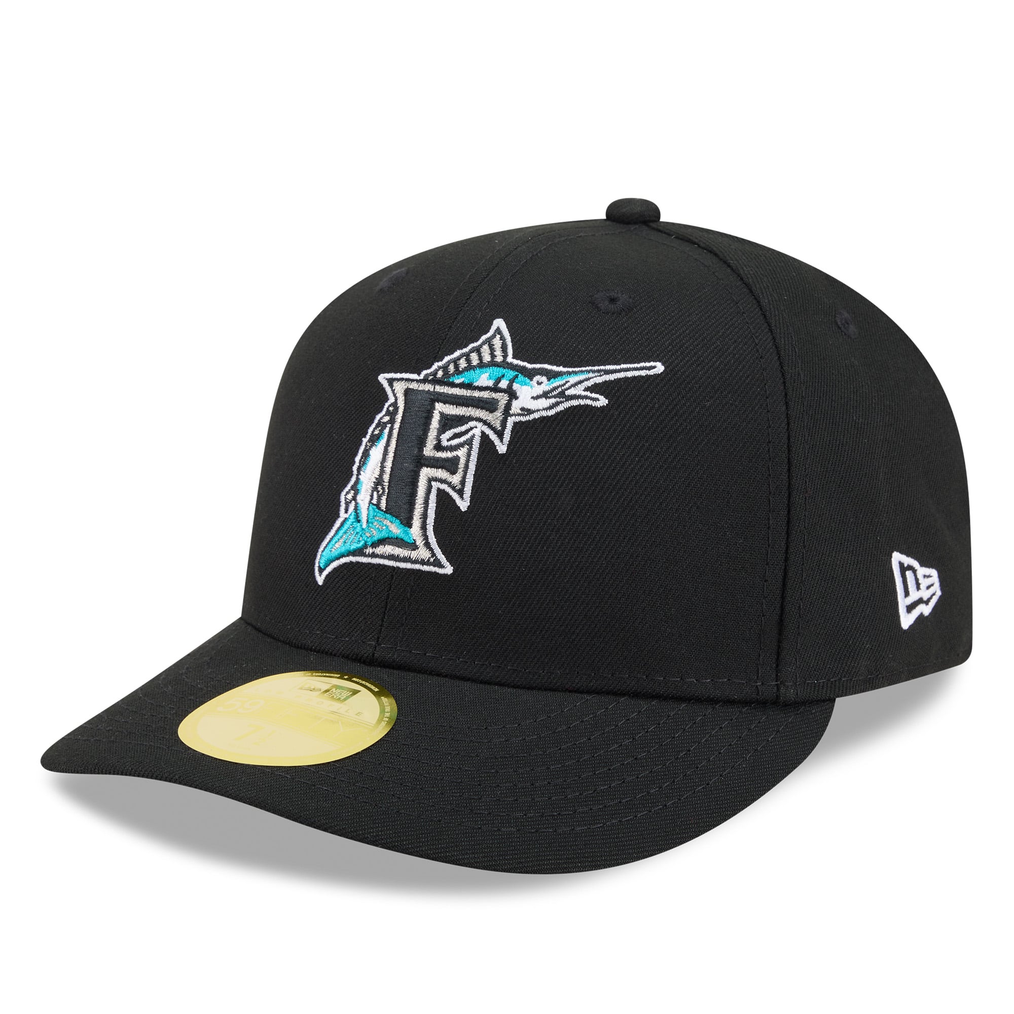 Casquette ajustée New Era noire pour homme, modèle 59FIFTY Florida Marlins 2026, Temple de la renommée du baseball.