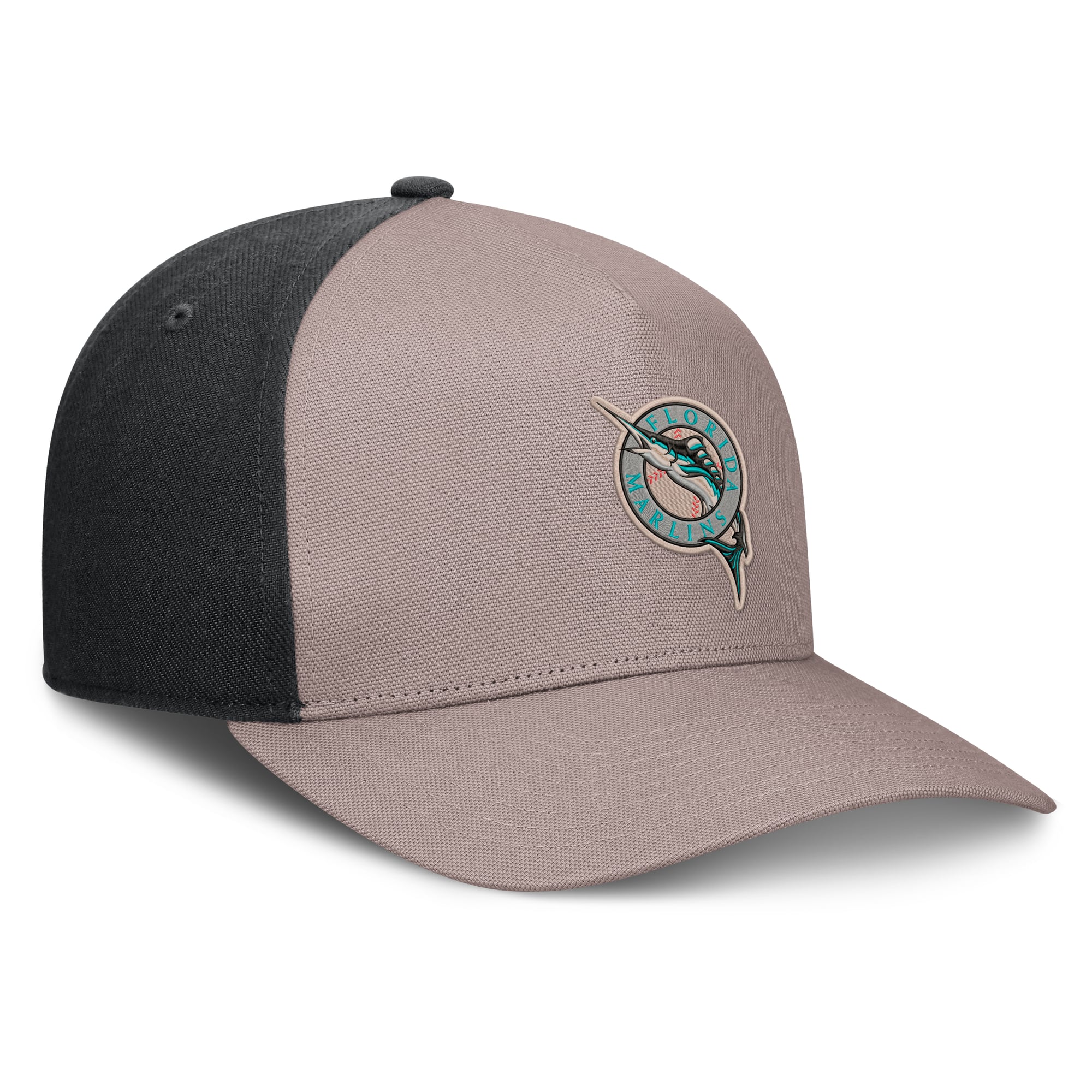 Casquette ajustable Nike pour homme, marron clair/noir, Florida Marlins Cooperstown Rise, modèle A-Frame