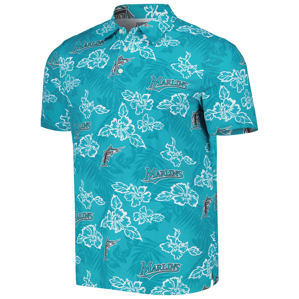 Florida Marlins Reyn Spooner Cooperstown Collection Polo imprimé Puamana - Bleu sarcelle