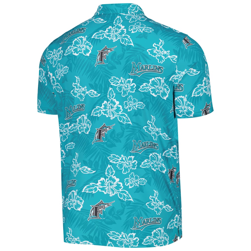 Florida Marlins Reyn Spooner Cooperstown Collection Polo imprimé Puamana - Bleu sarcelle